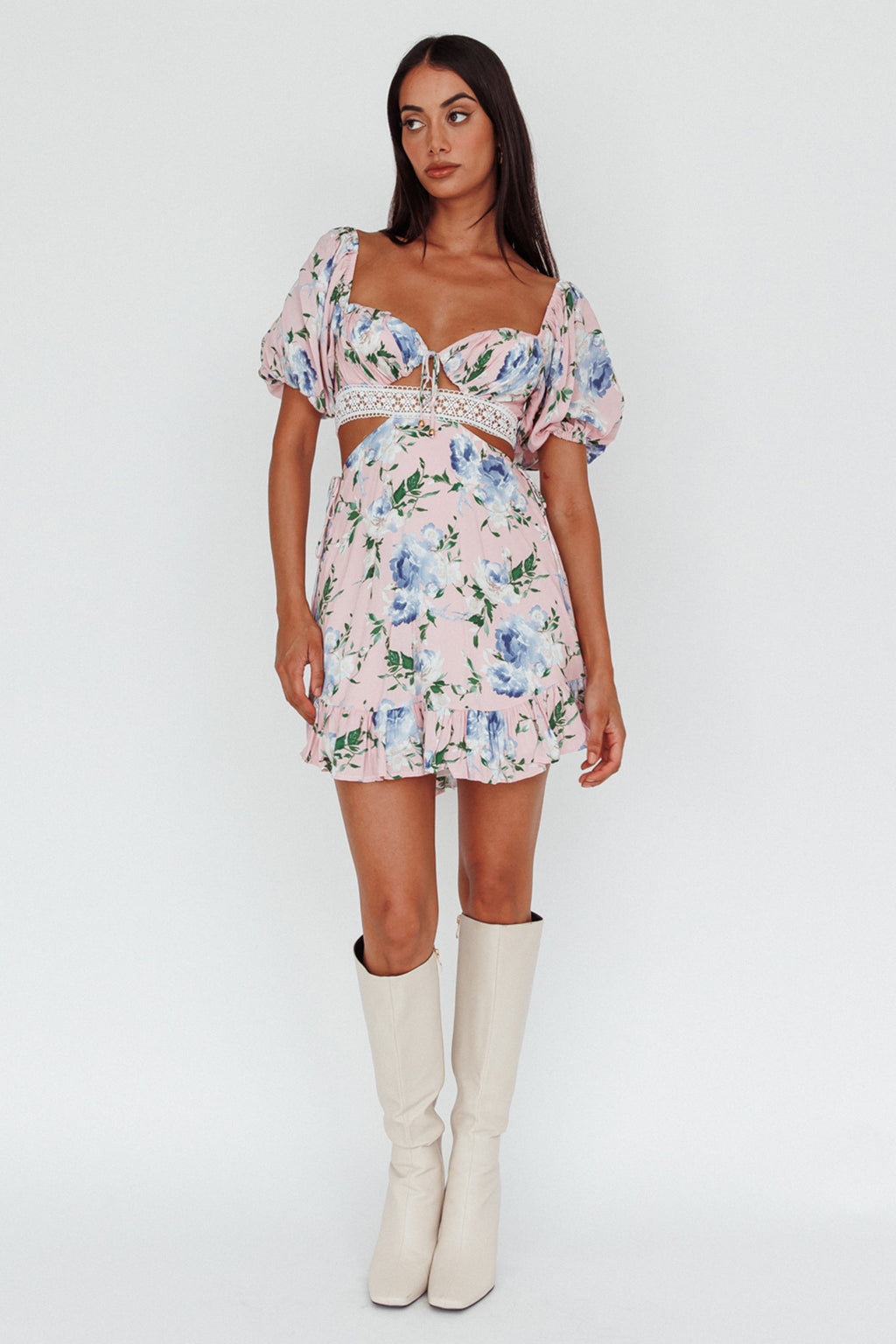 Sweet Romance Cut-Out Mini Dress Pink by Selfie Leslie Australia