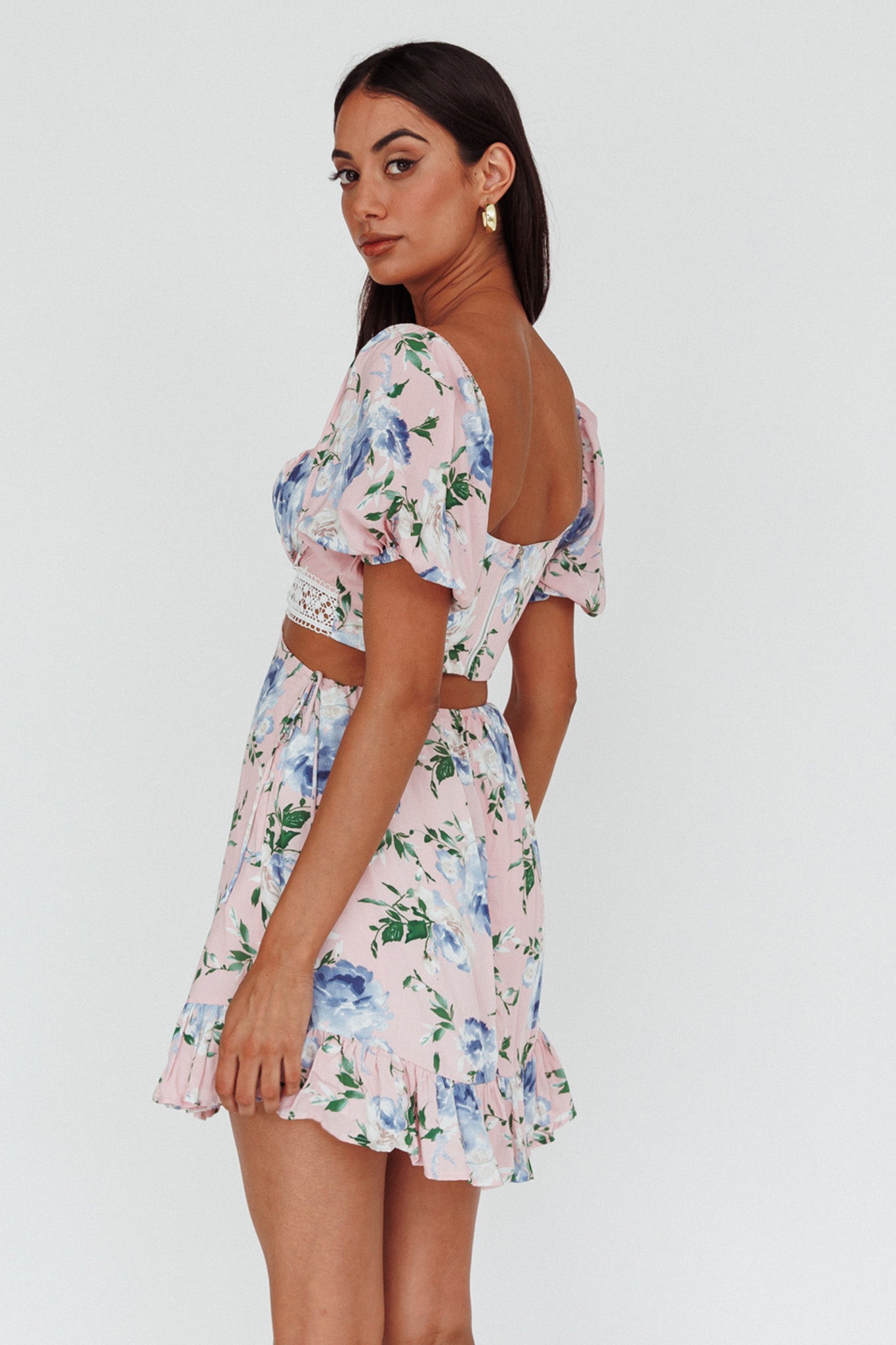 Sweet Romance Cut-Out Mini Dress Pink by Selfie Leslie Australia
