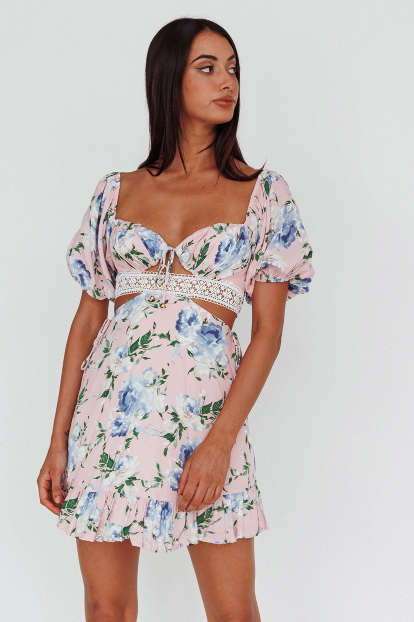 Sweet Romance Cut-Out Mini Dress Pink by Selfie Leslie Australia