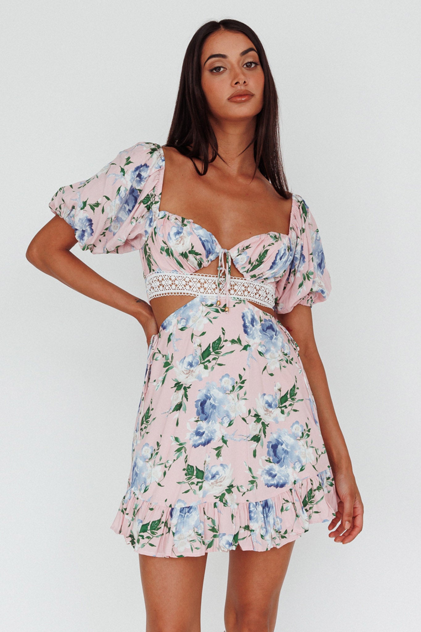 Sweet Romance Cut-Out Mini Dress Pink by Selfie Leslie Australia