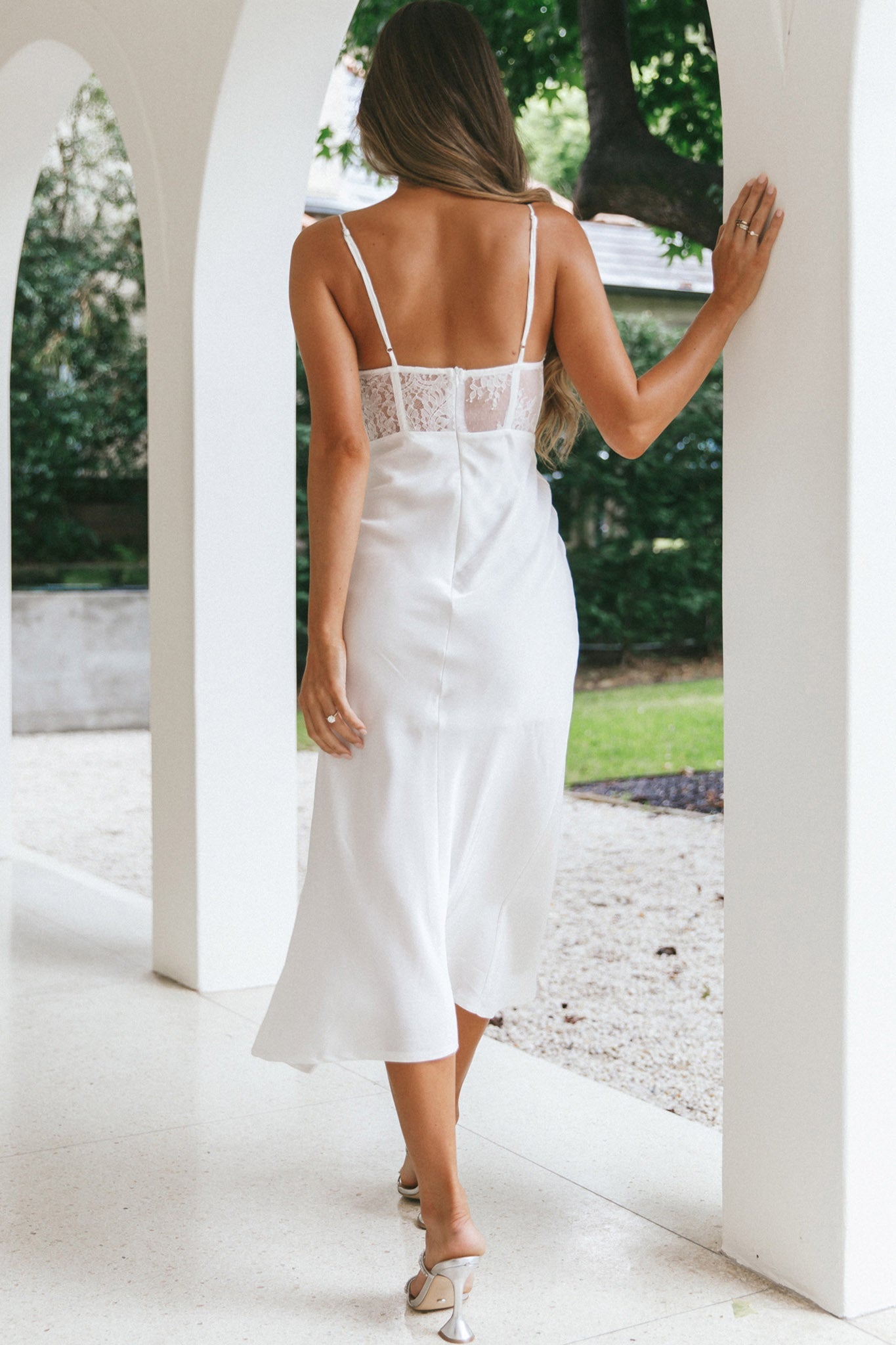 Trophy Lace Bodice Midi Dress Ivory by Selfie Leslie