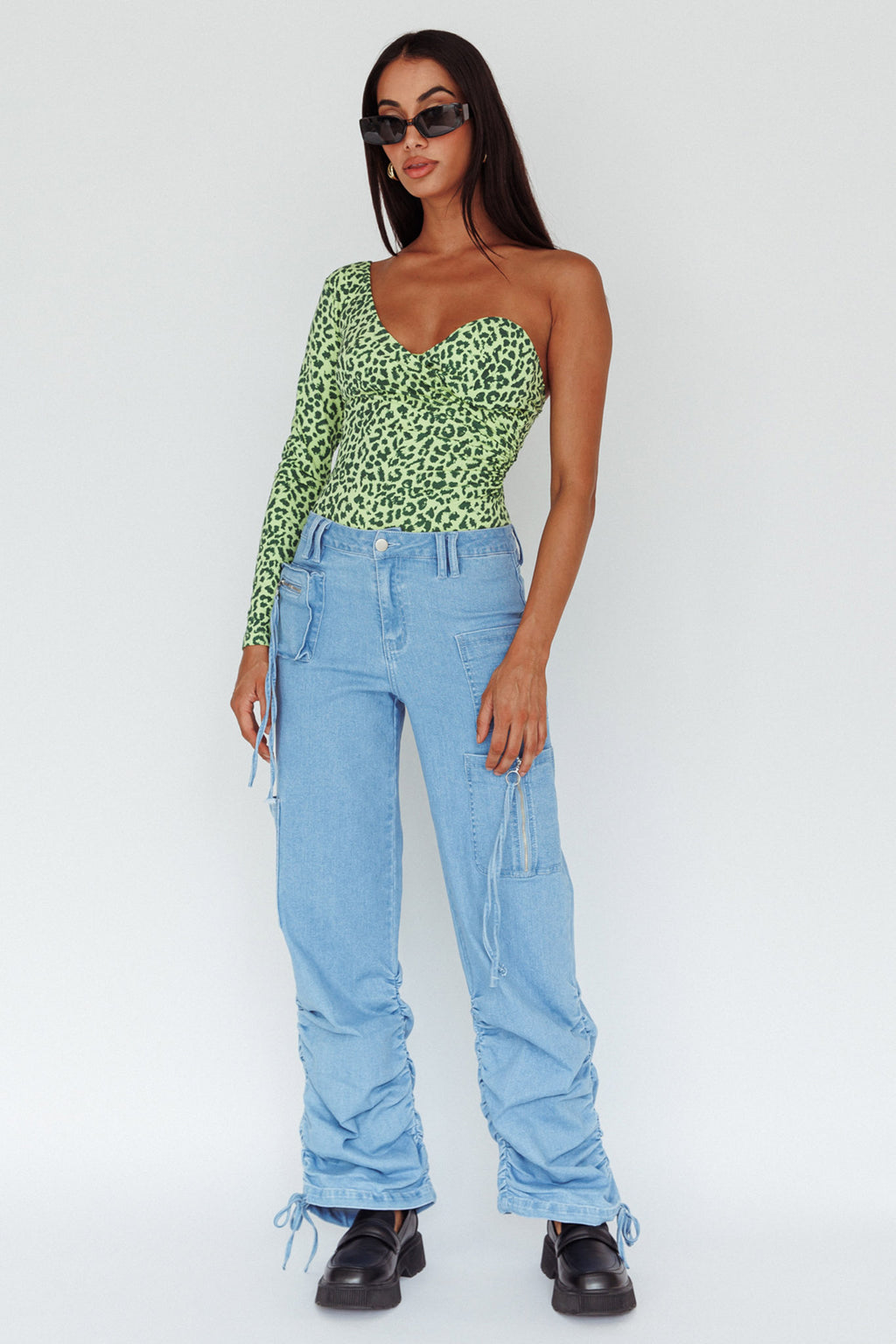 Fifi One Sleeve Bodysuit Leopard Apple by Selfie Leslie Australia
