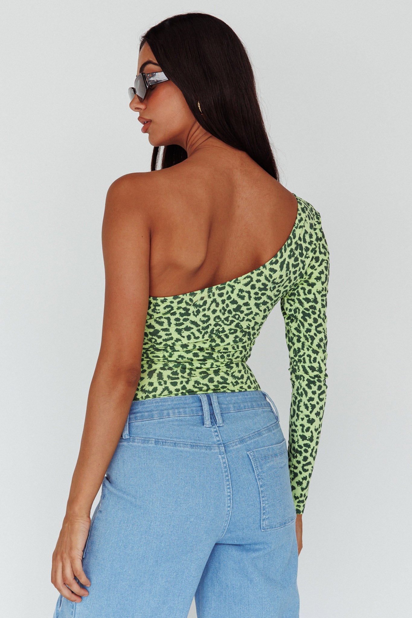 Fifi One Sleeve Bodysuit Leopard Apple by Selfie Leslie Australia