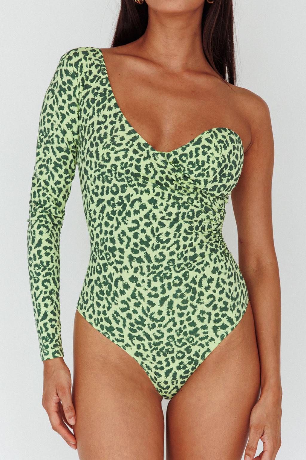 Fifi One Sleeve Bodysuit Leopard Apple by Selfie Leslie Australia