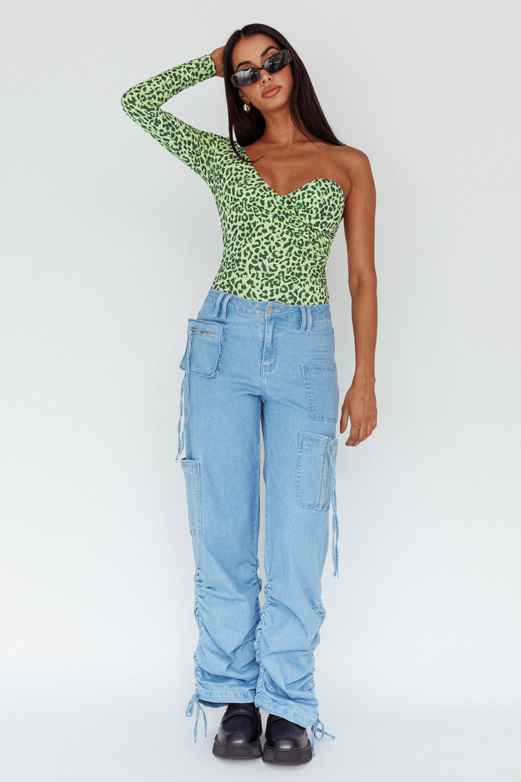 Fifi One Sleeve Bodysuit Leopard Apple by Selfie Leslie Australia