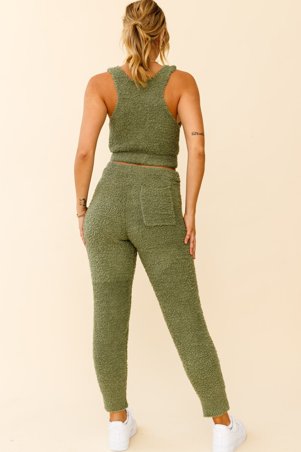 My Girl Fuzzy Knit Jogger Pants Sage by Selfie Leslie