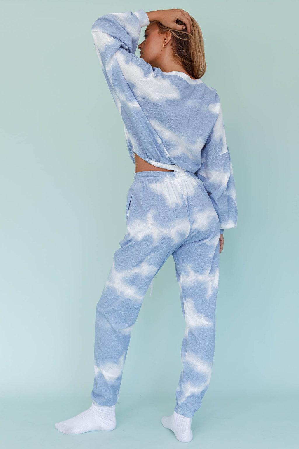 Low Key Drawstring Ribbed Pants Blue by Selfie Leslie Australia