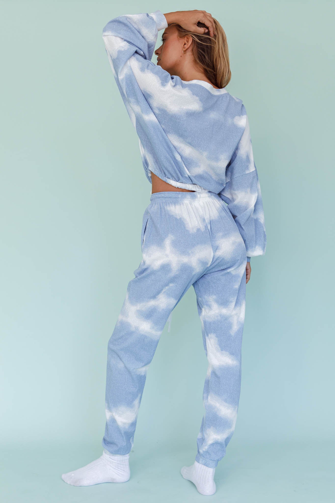 Low Key Drawstring Ribbed Pants Blue by Selfie Leslie Australia