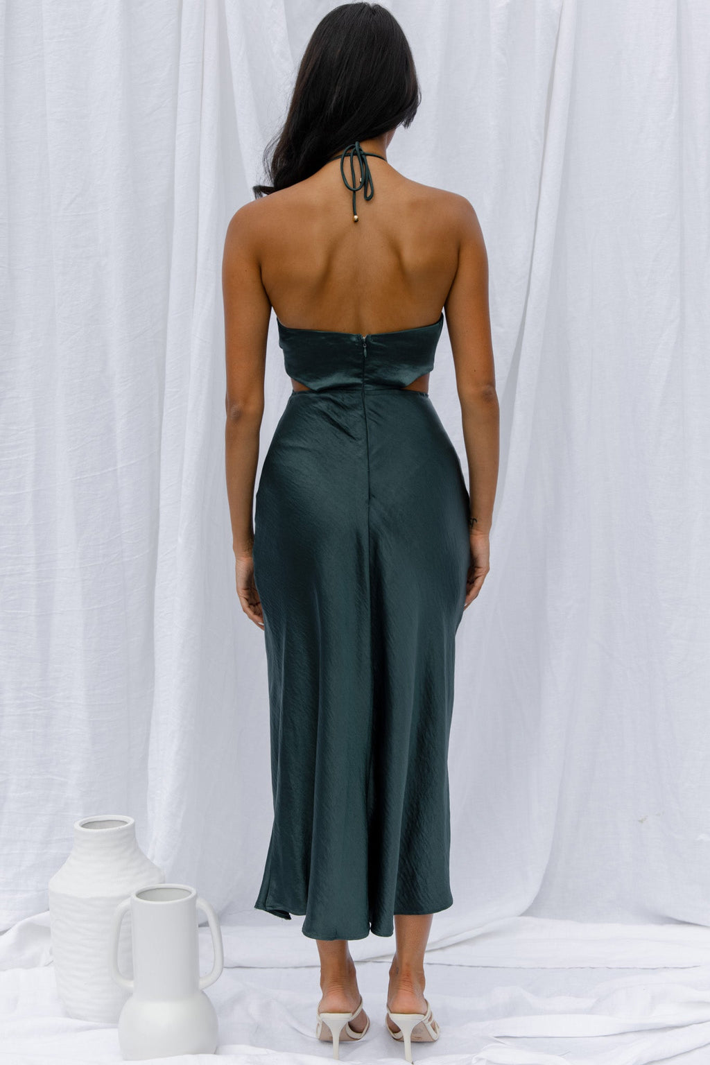 Social Butterfly Cut-Out Waist Midi Dress Jade by Selfie Leslie