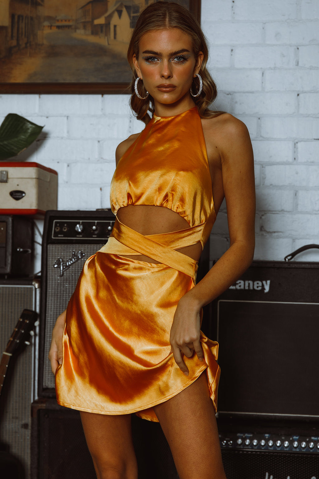 Social Butterfly Cut-Out Waist Mini Dress Mango by Selfie Leslie