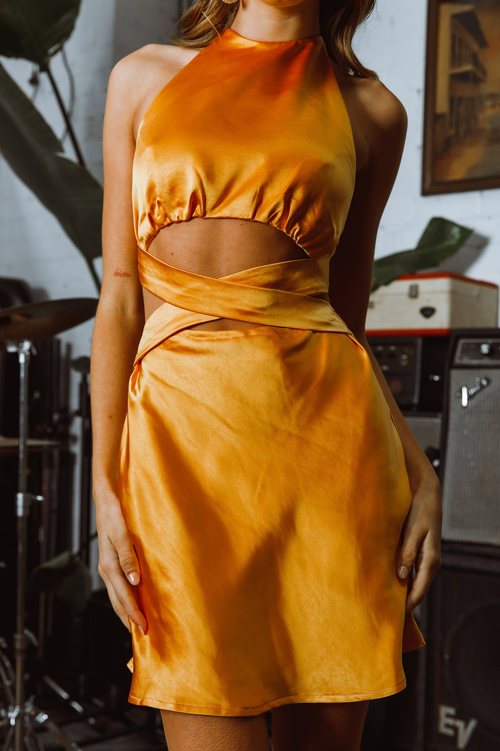 Social Butterfly Cut-Out Waist Mini Dress Mango by Selfie Leslie