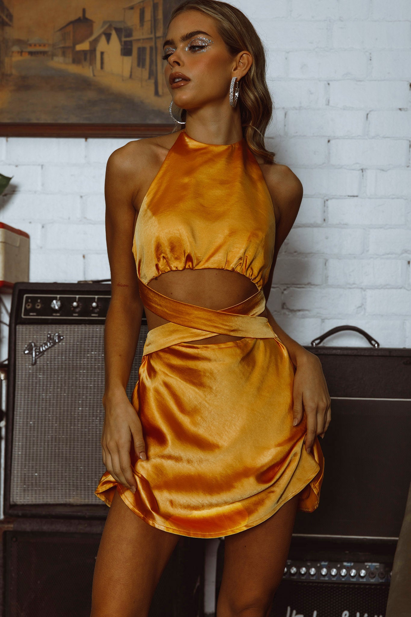 Social Butterfly Cut-Out Waist Mini Dress Mango by Selfie Leslie Australia
