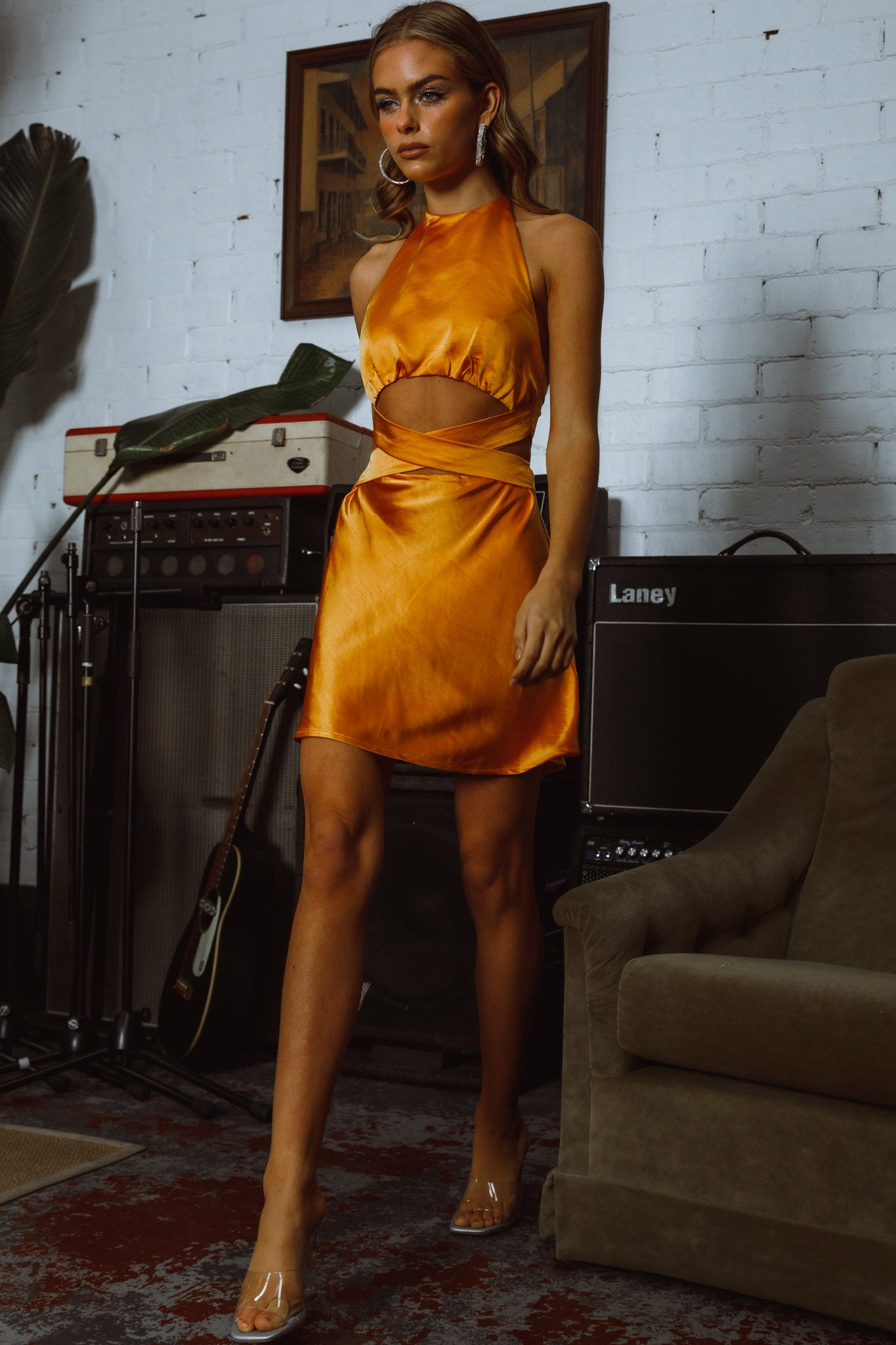 Social Butterfly Cut-Out Waist Mini Dress Mango by Selfie Leslie