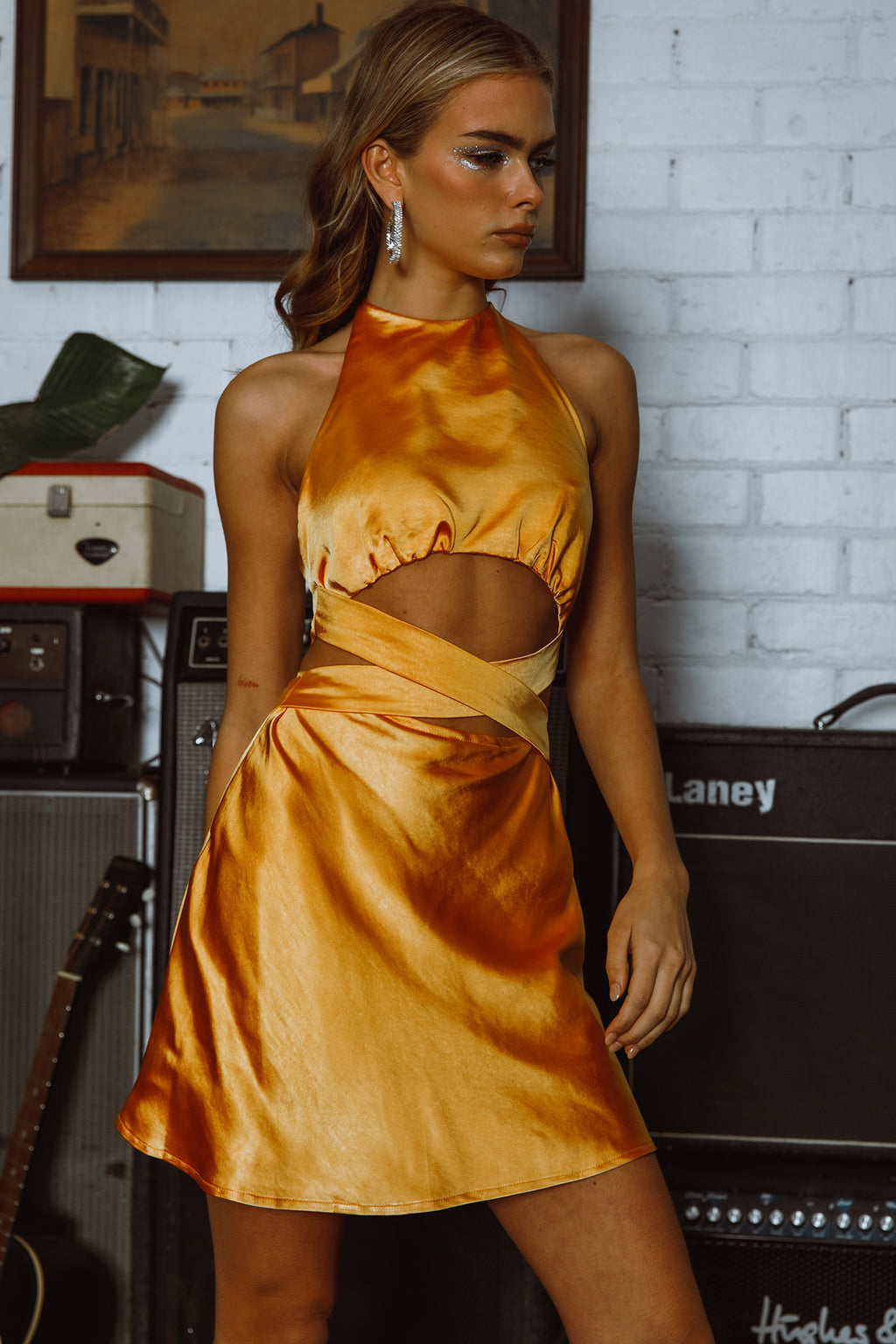 Social Butterfly Cut-Out Waist Mini Dress Mango by Selfie Leslie