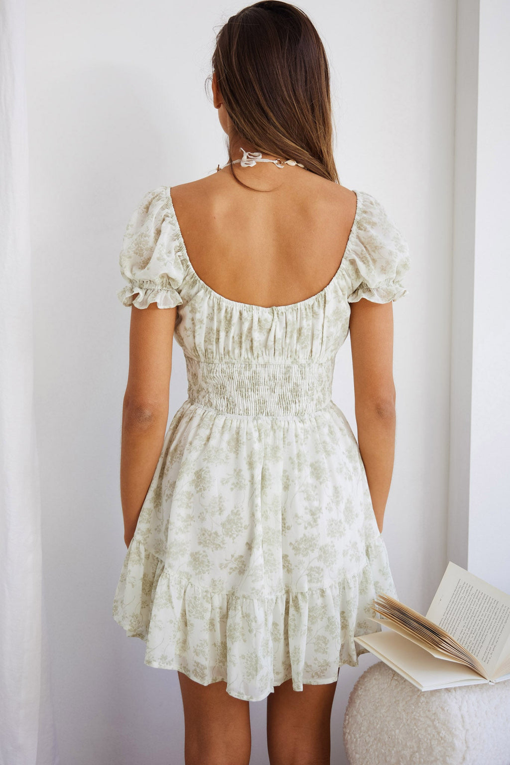 Amilie Shirred Waist Sundress Floral Mint by Selfie Leslie