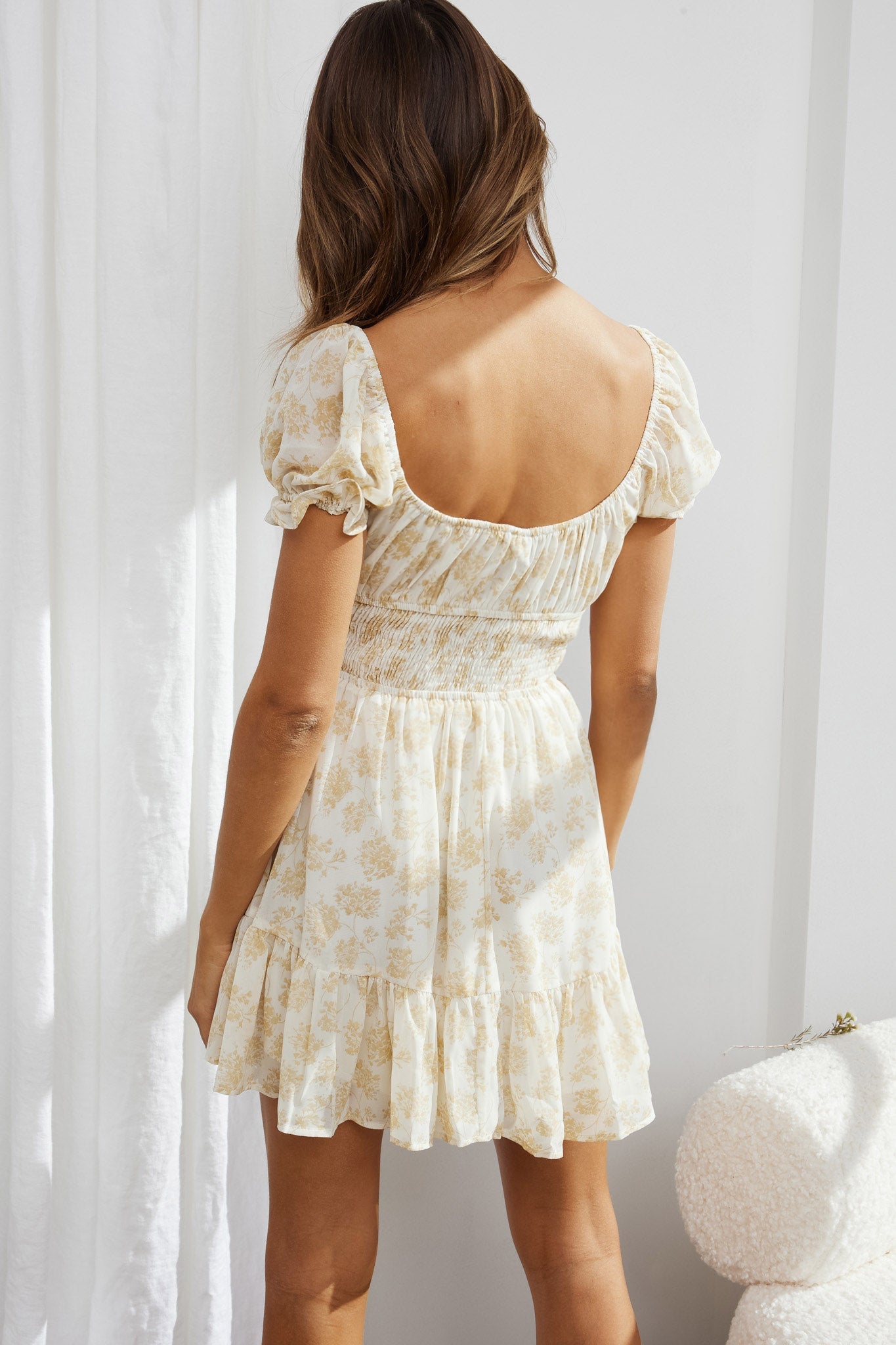 Amilie Shirred Waist Sundress Floral Yellow by Selfie Leslie