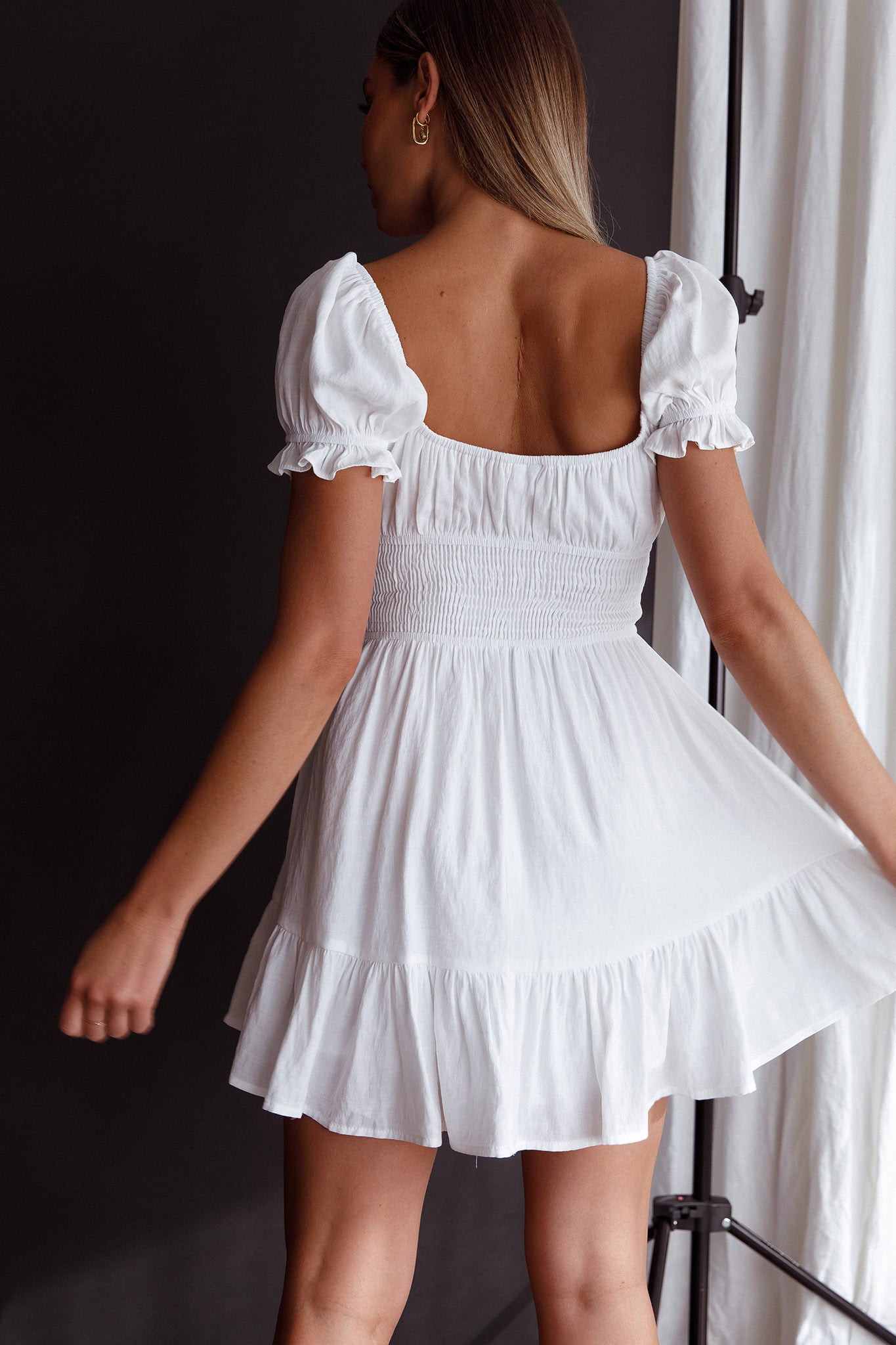 Amilie Shirred Waist Sundress White by Selfie Leslie Australia