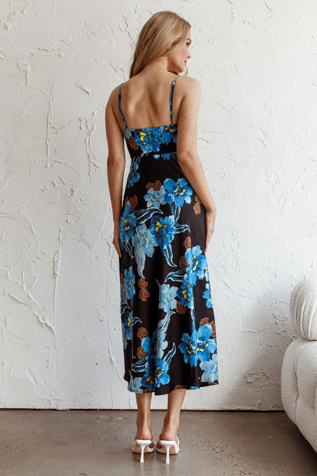Missoula Cami Strap Padded Bust Midi Dress Flower Blue by Selfie Leslie Australia