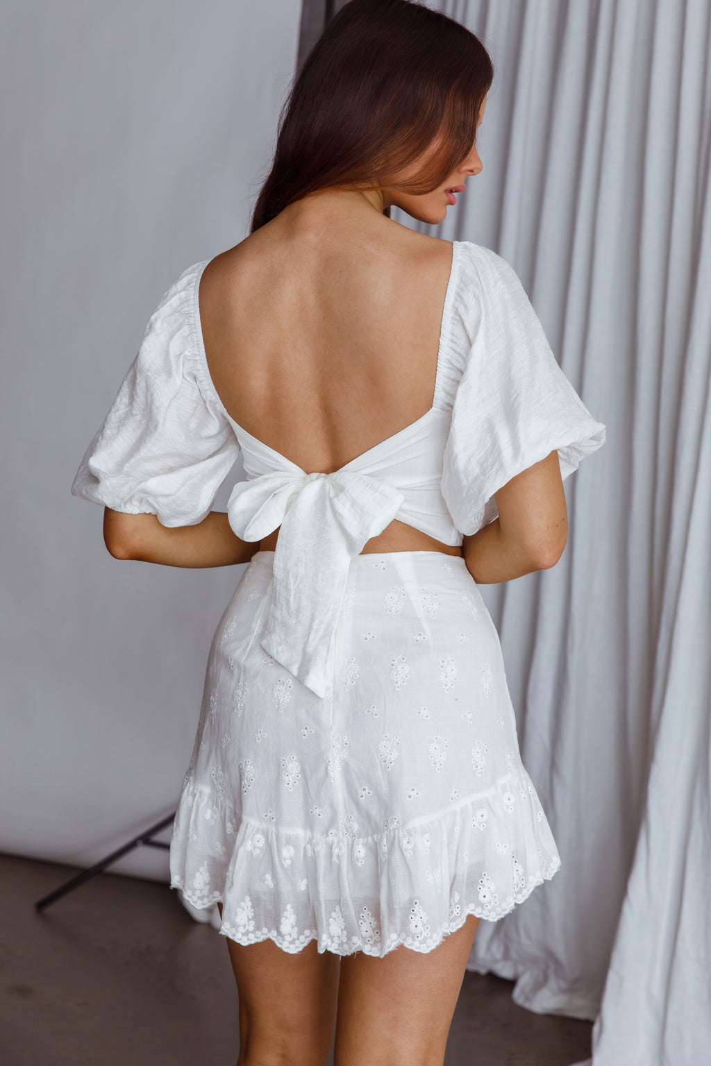 Alpha Tied Back Puff Sleeve Top White by Selfie Leslie Australia