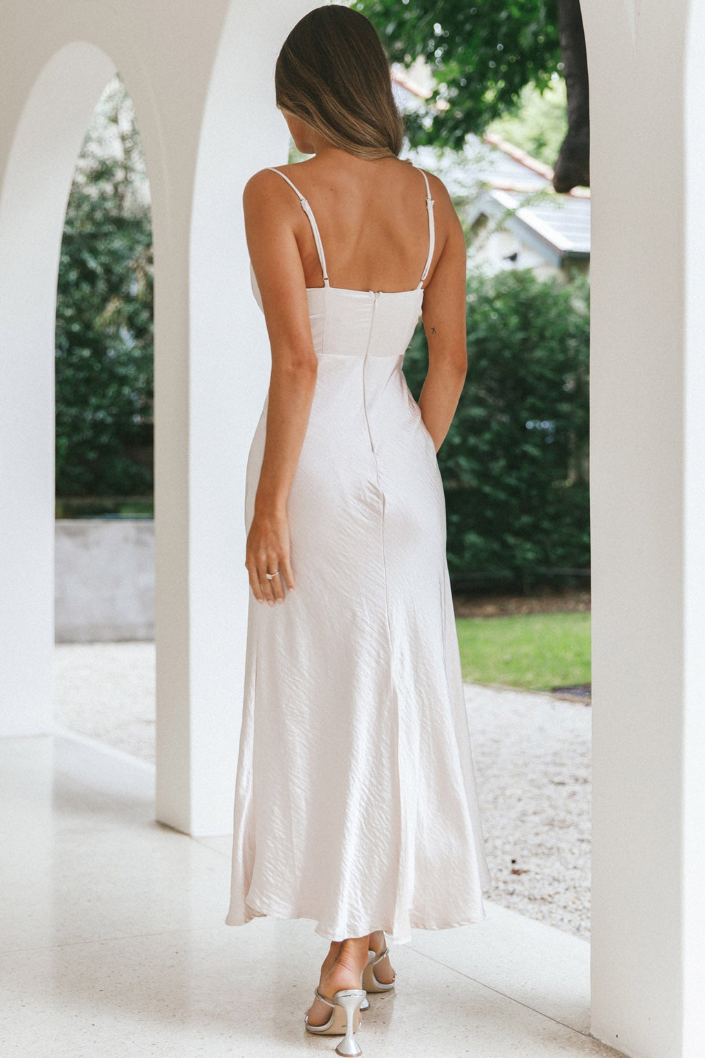Infinity Pintuck Bust Maxi Dress Champagne by Selfie Leslie