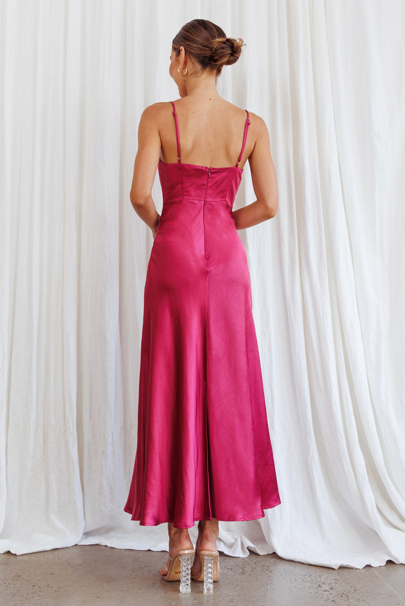 Infinity Pintuck Bust Midi Dress Fuchsia by Selfie Leslie Australia