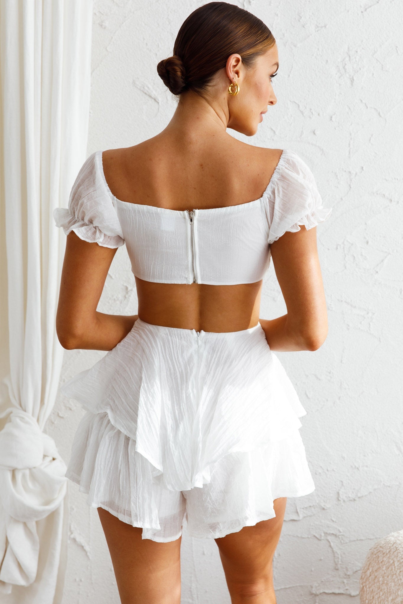 Vacay Mode Shirred Bust Romper White by Selfie Leslie