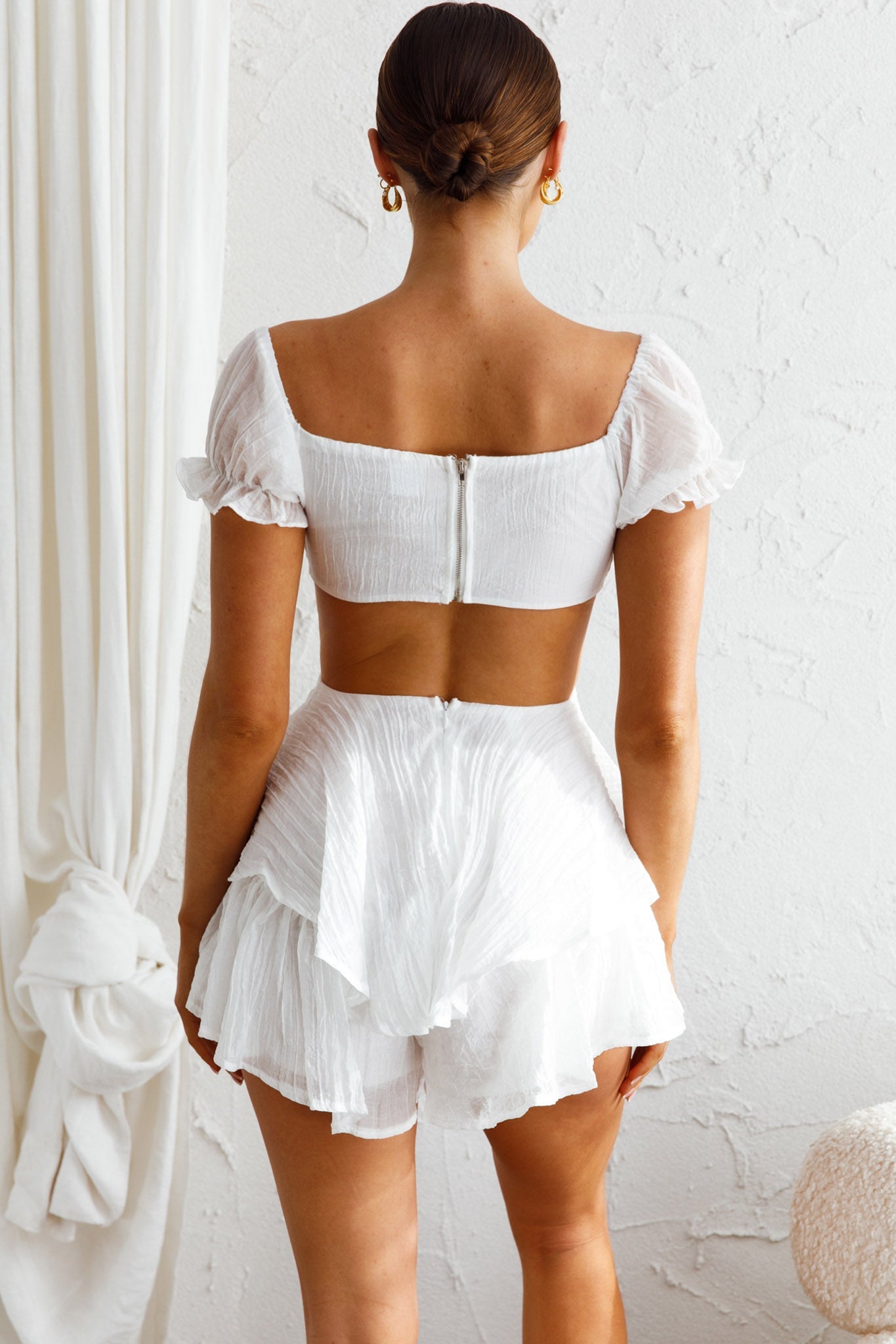 Vacay Mode Shirred Bust Romper White by Selfie Leslie