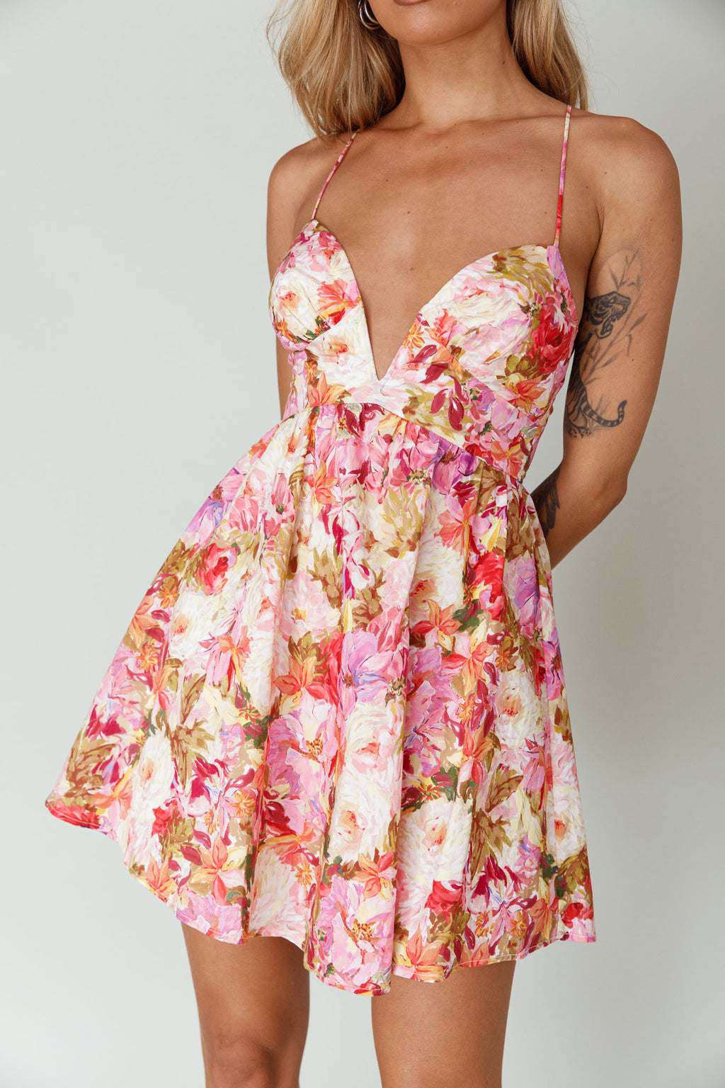 Le Jardins A-Line Mini Dress Floral Orange by Selfie Leslie Australia