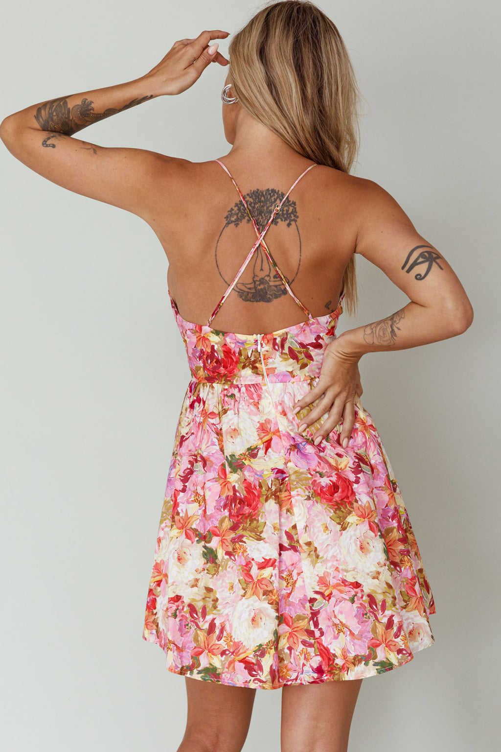 Le Jardins A-Line Mini Dress Floral Orange by Selfie Leslie Australia