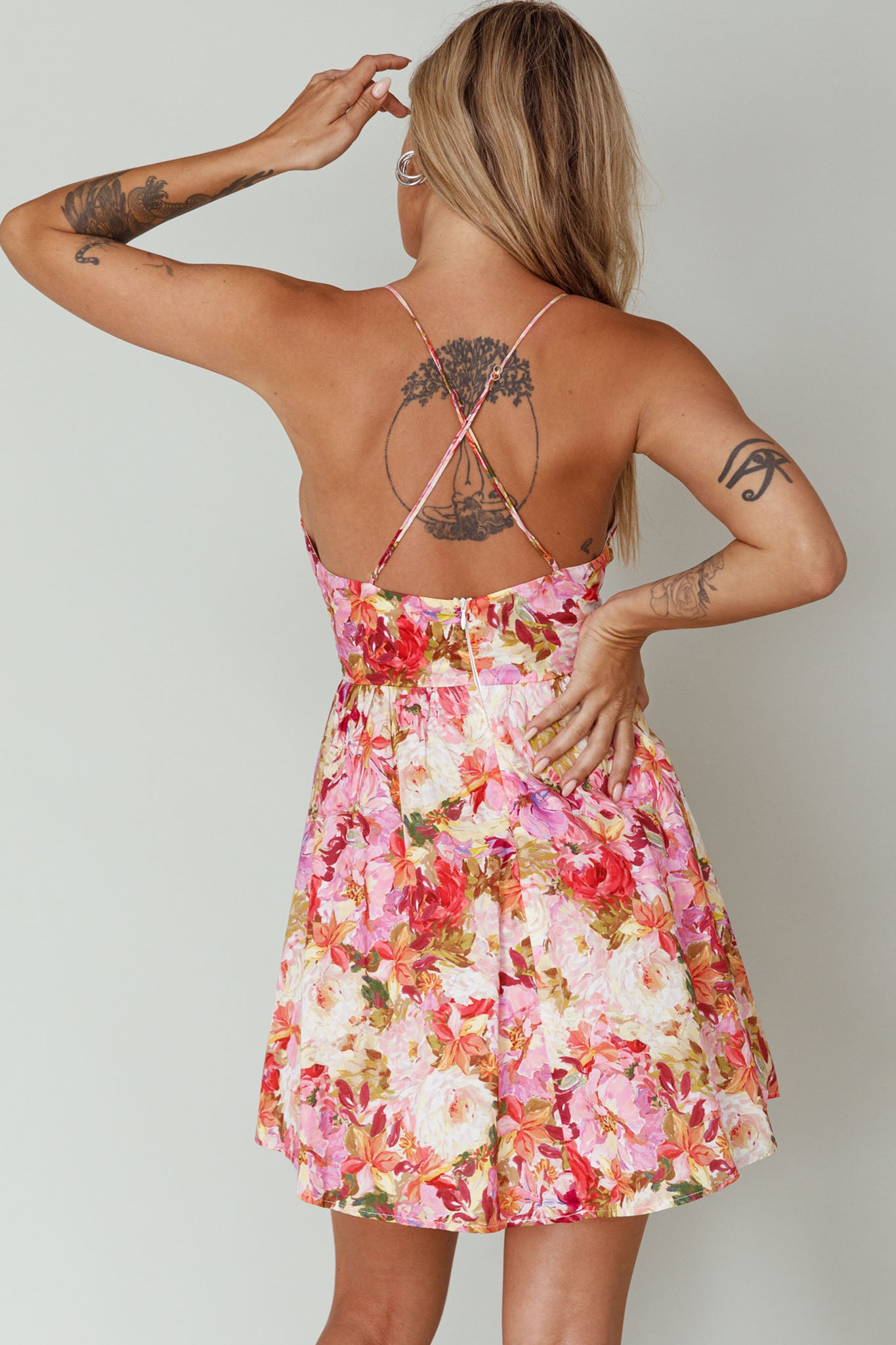 Le Jardins A-Line Mini Dress Floral Orange by Selfie Leslie Australia