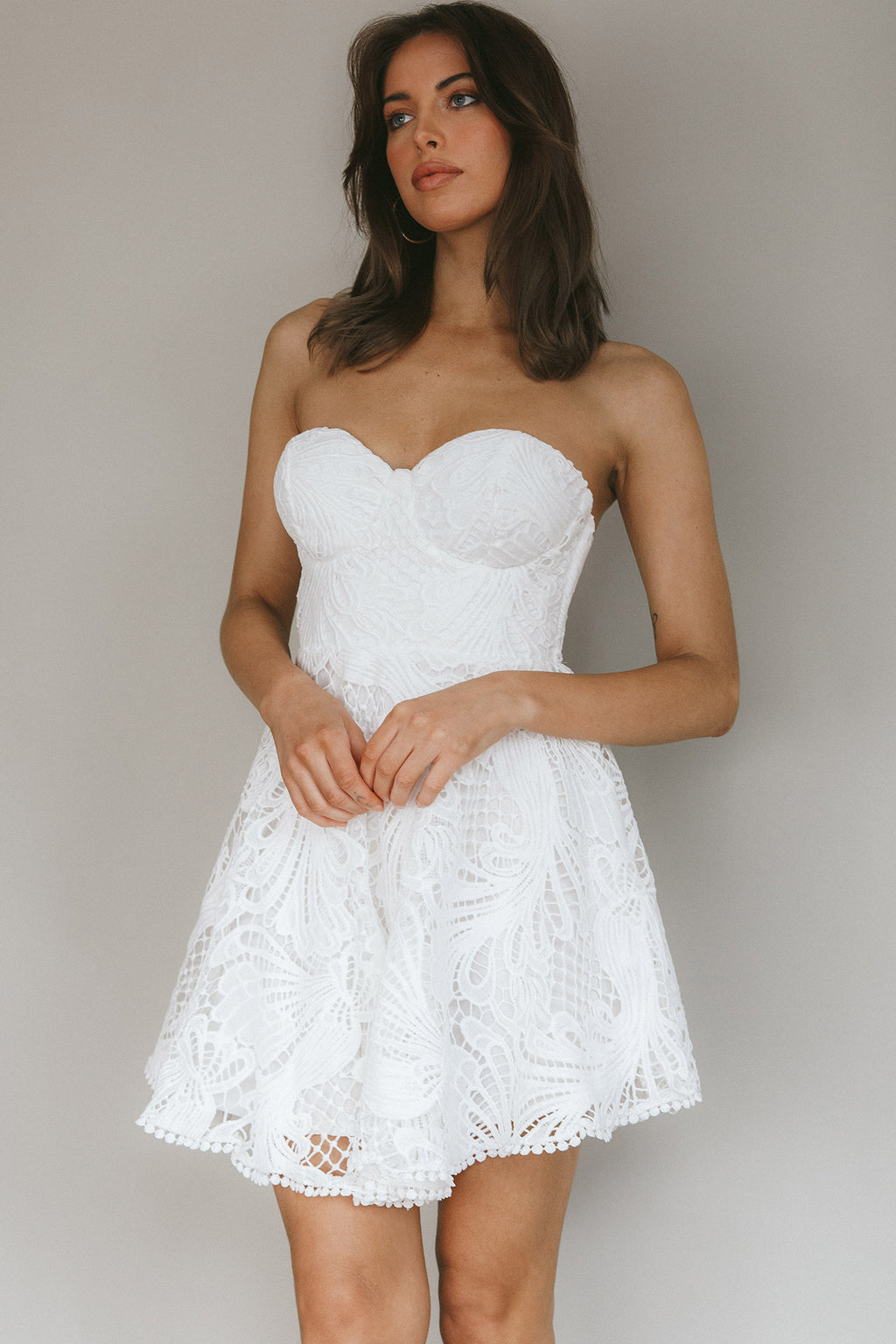 Cheyenne Sweetheart Neckline A-Line Dress White by Selfie Leslie Australia