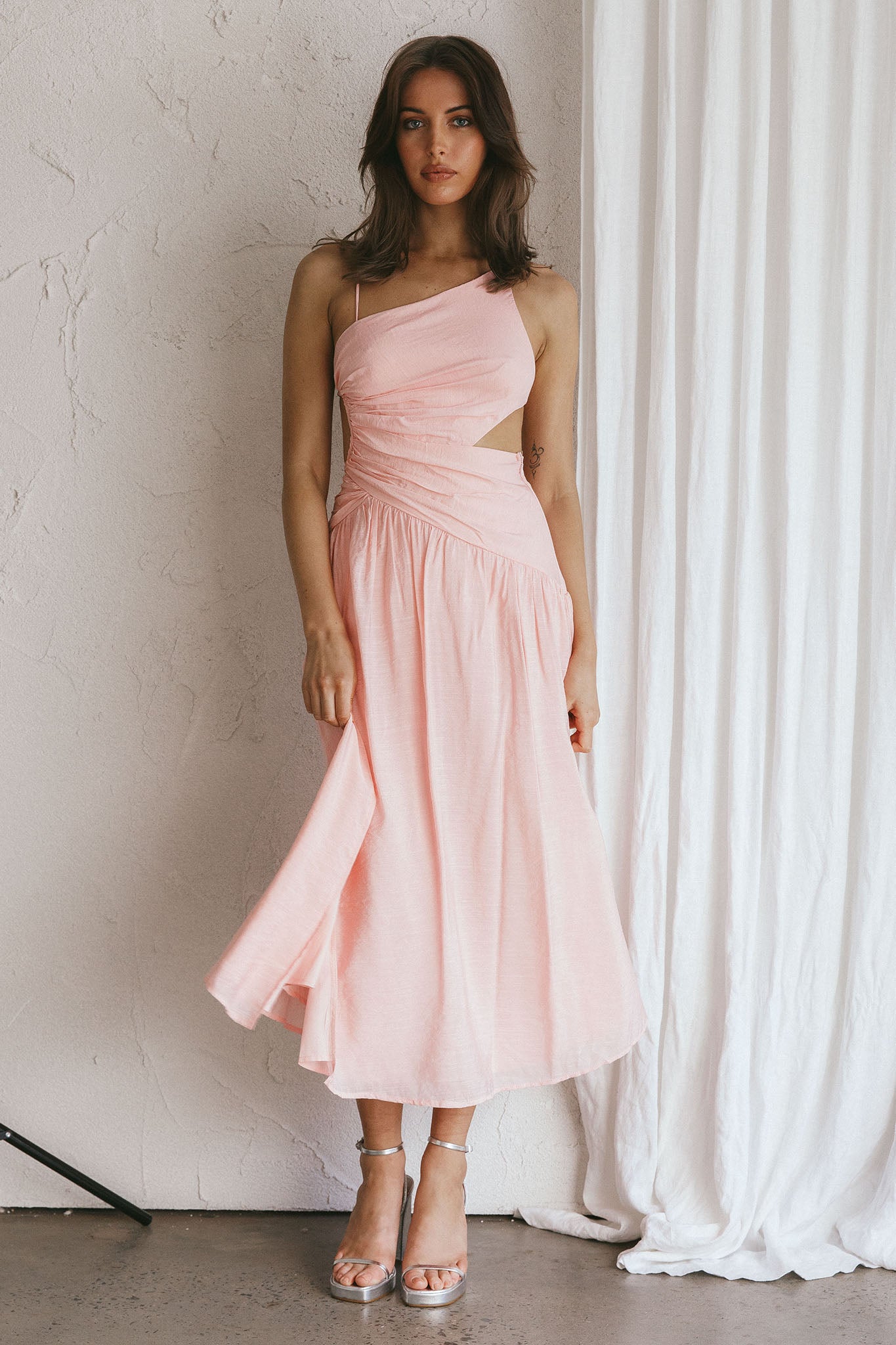 Destination Open Back Midi Dress Blush by Selfie Leslie Australia