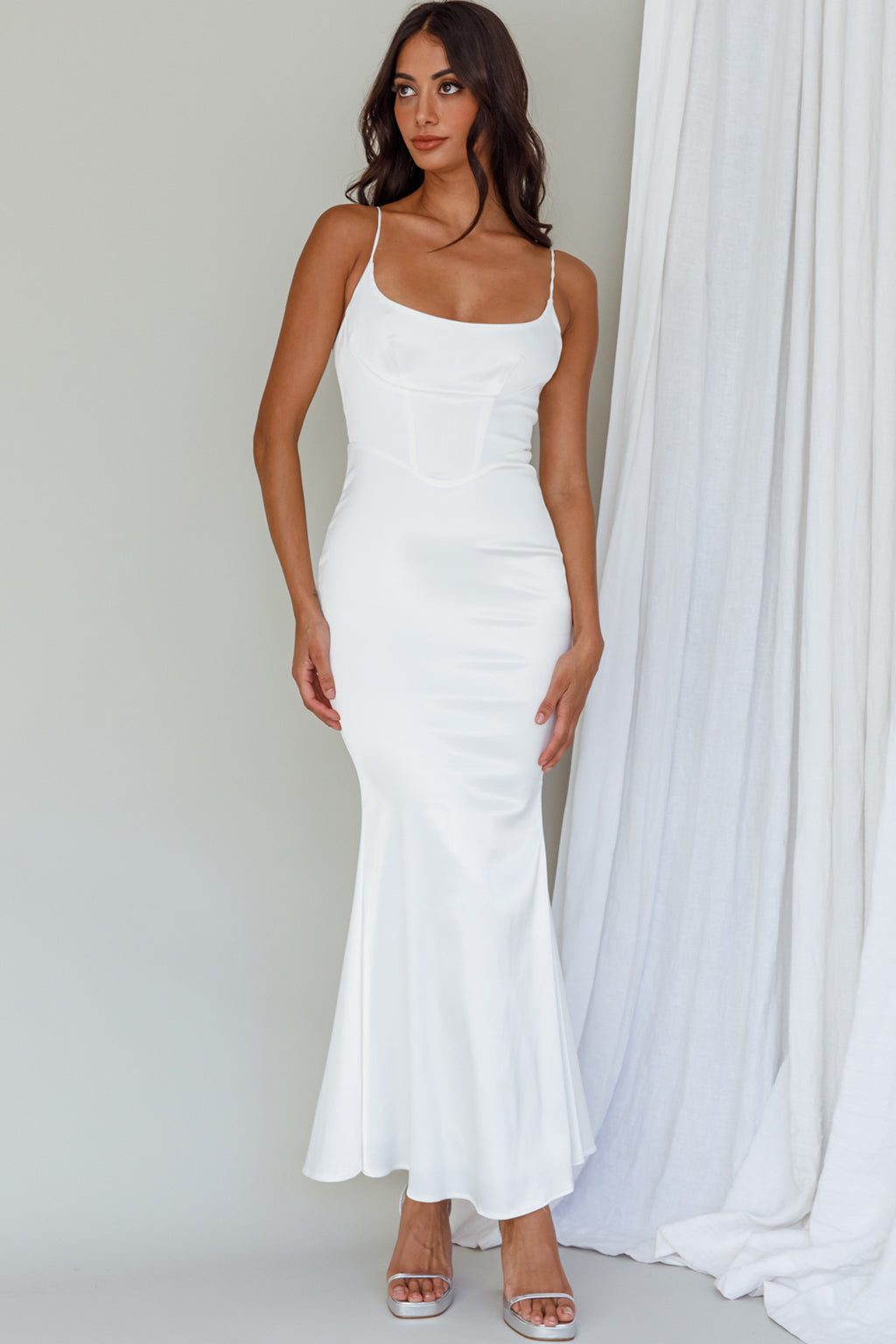 Moon Rising Mermaid Maxi Dress White by Selfie Leslie Australia