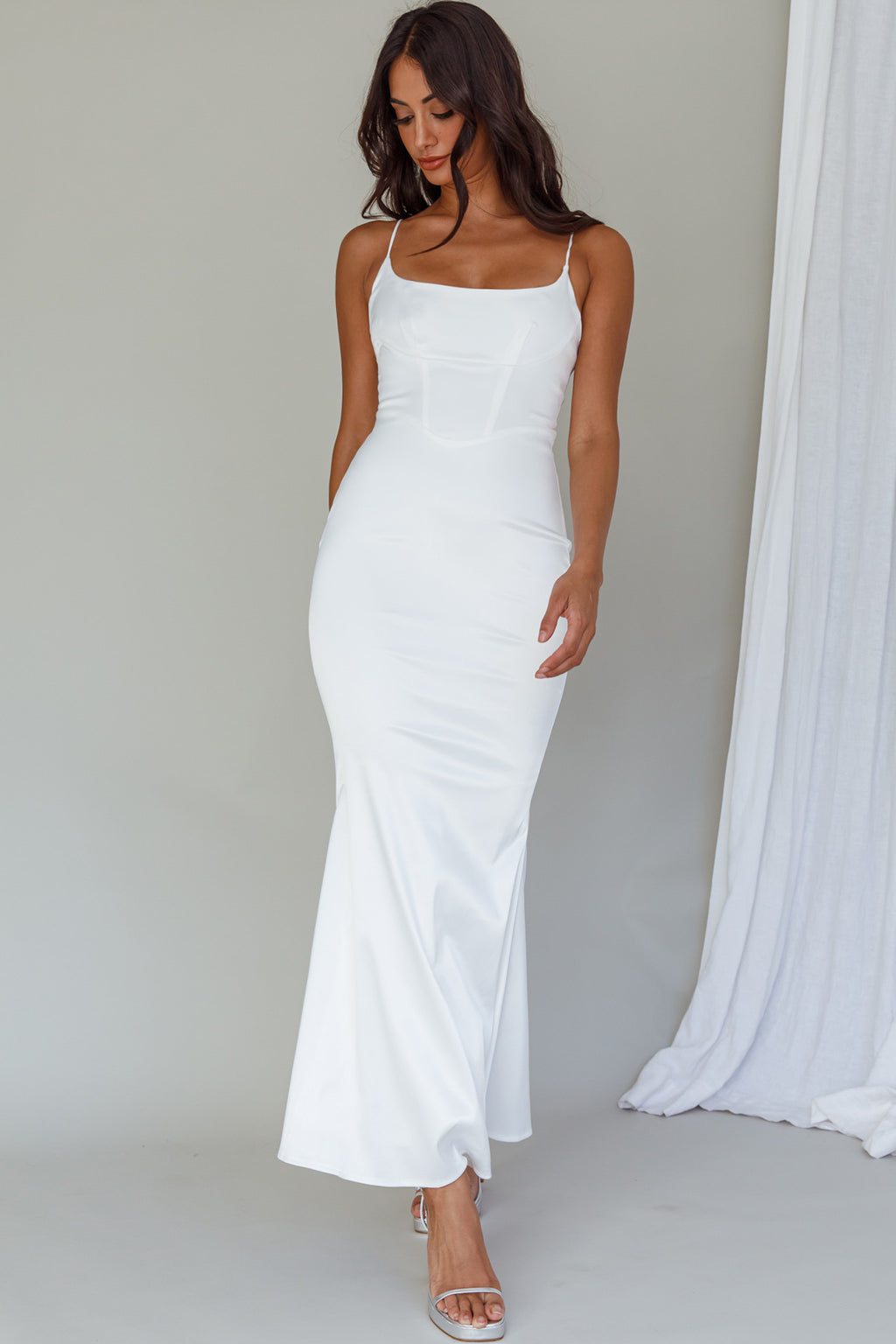 Moon Rising Mermaid Maxi Dress White by Selfie Leslie Australia