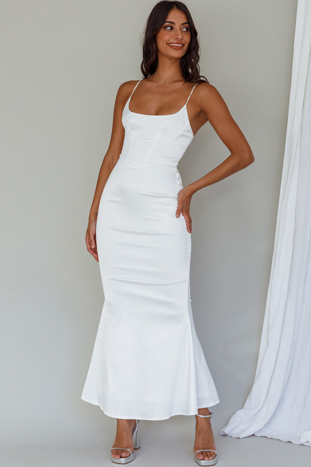 Moon Rising Mermaid Maxi Dress White by Selfie Leslie Australia