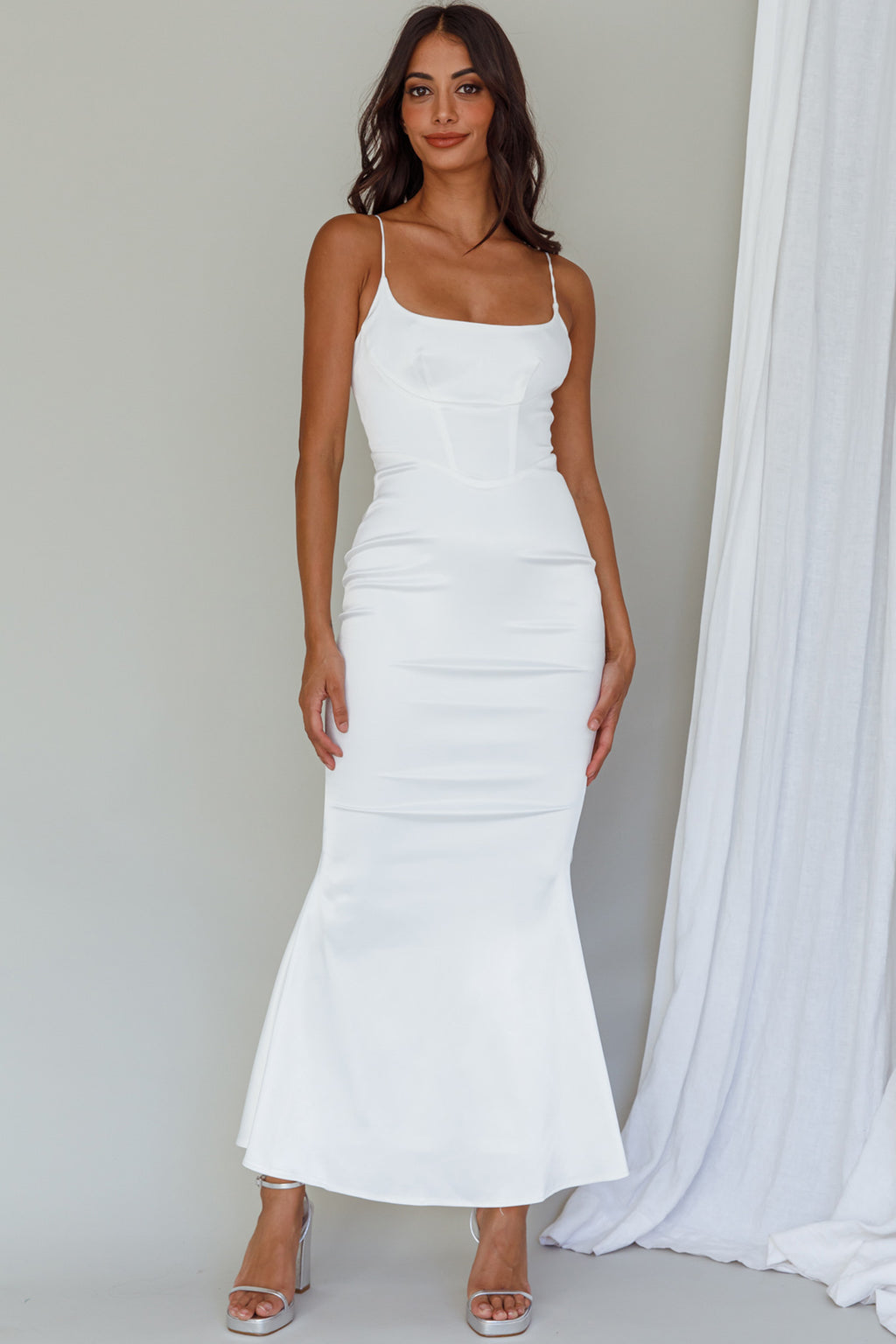 Moon Rising Mermaid Maxi Dress White by Selfie Leslie Australia