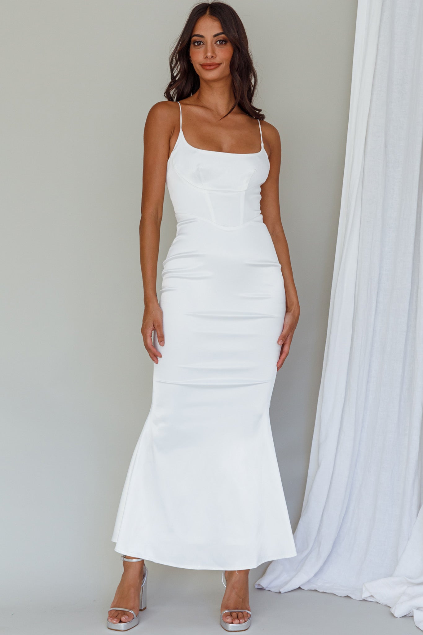 Moon Rising Mermaid Maxi Dress White by Selfie Leslie Australia