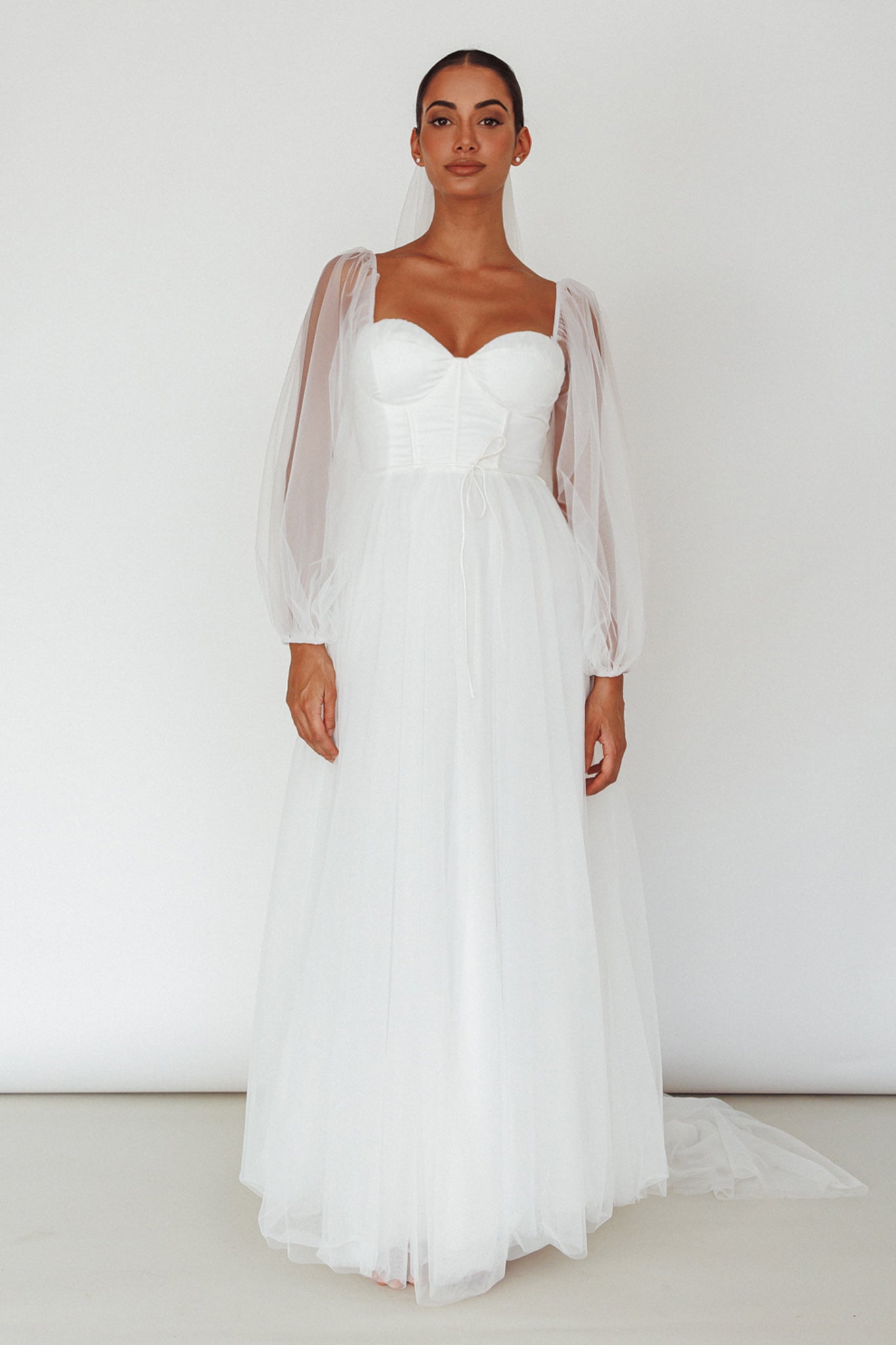 Fairytale Dream Sheer Sleeve Maxi Dress White by Selfie Leslie Australia