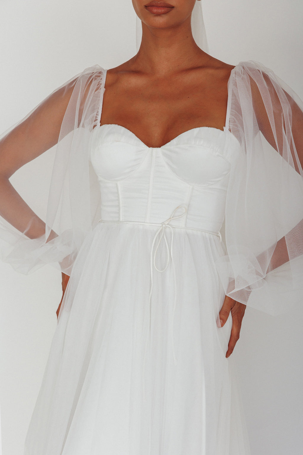 Fairytale Dream Sheer Sleeve Maxi Dress White by Selfie Leslie Australia