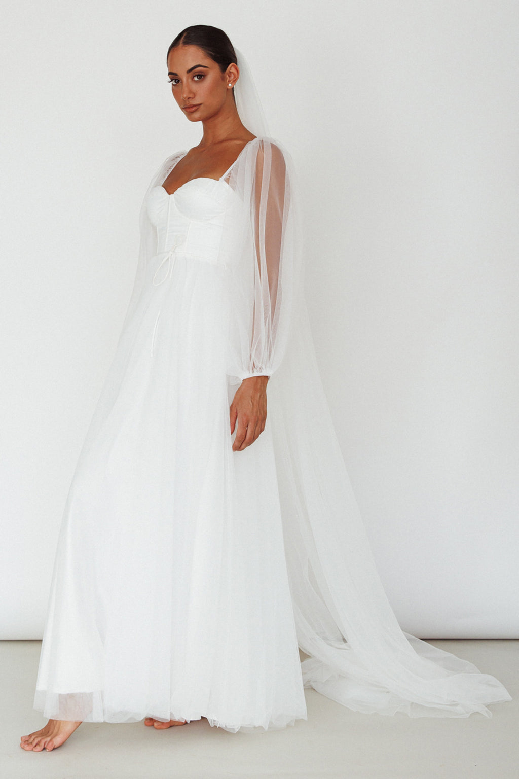 Fairytale Dream Sheer Sleeve Maxi Dress White by Selfie Leslie Australia