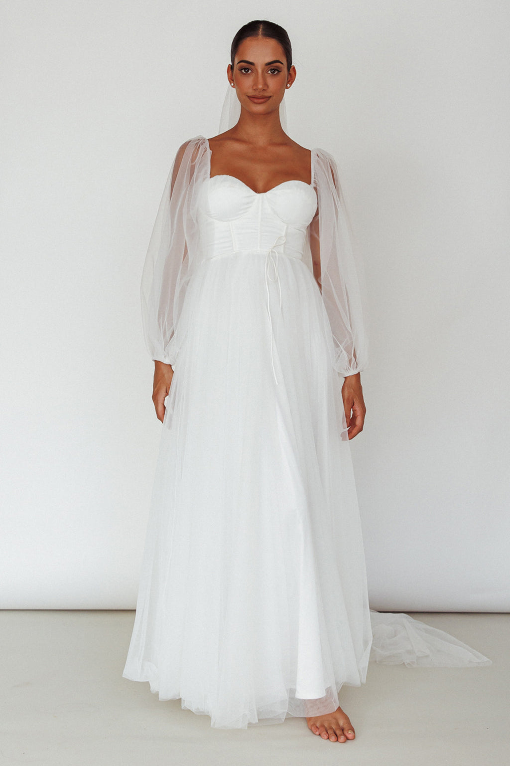 Fairytale Dream Sheer Sleeve Maxi Dress White by Selfie Leslie Australia