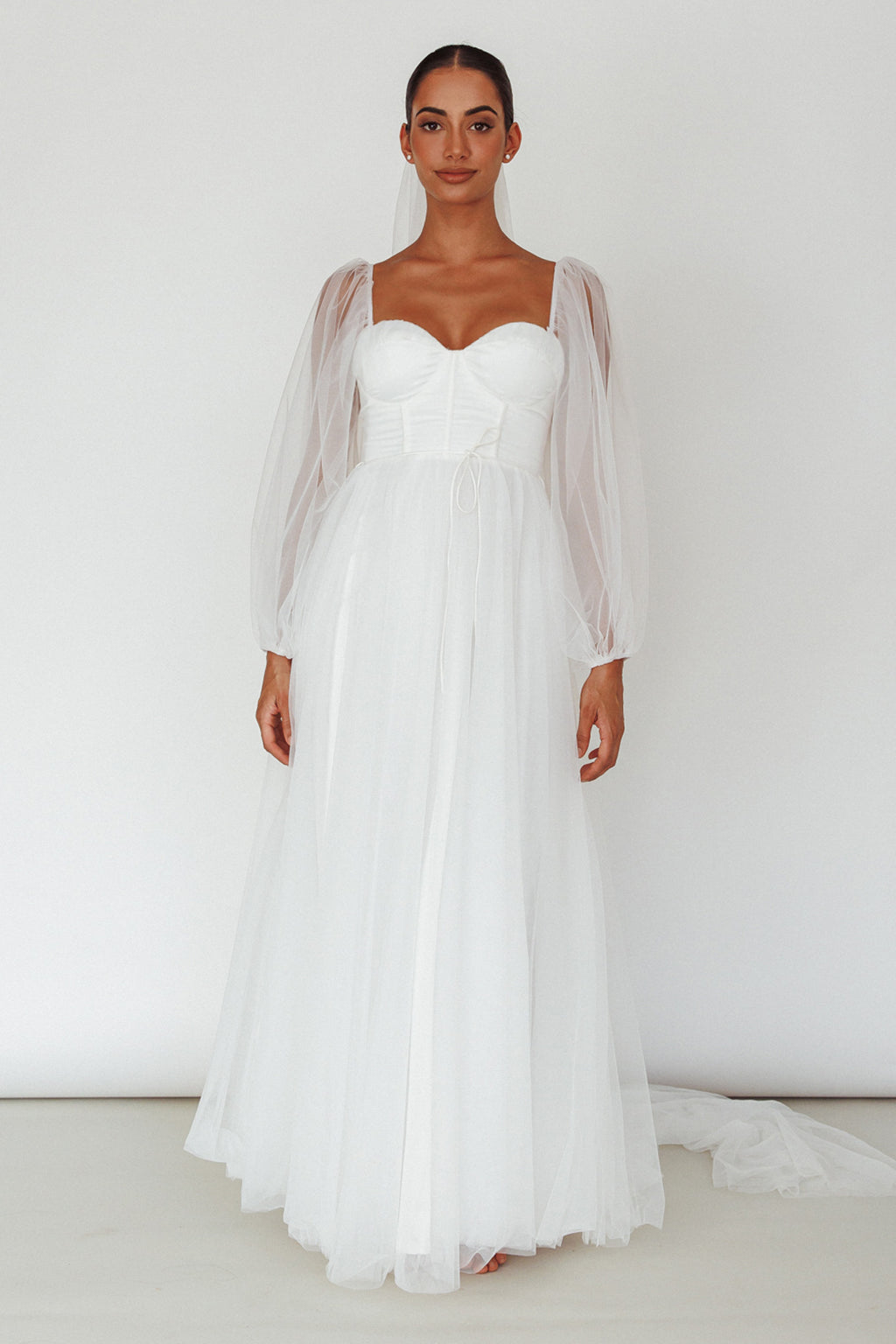 Fairytale Dream Sheer Sleeve Maxi Dress White by Selfie Leslie Australia