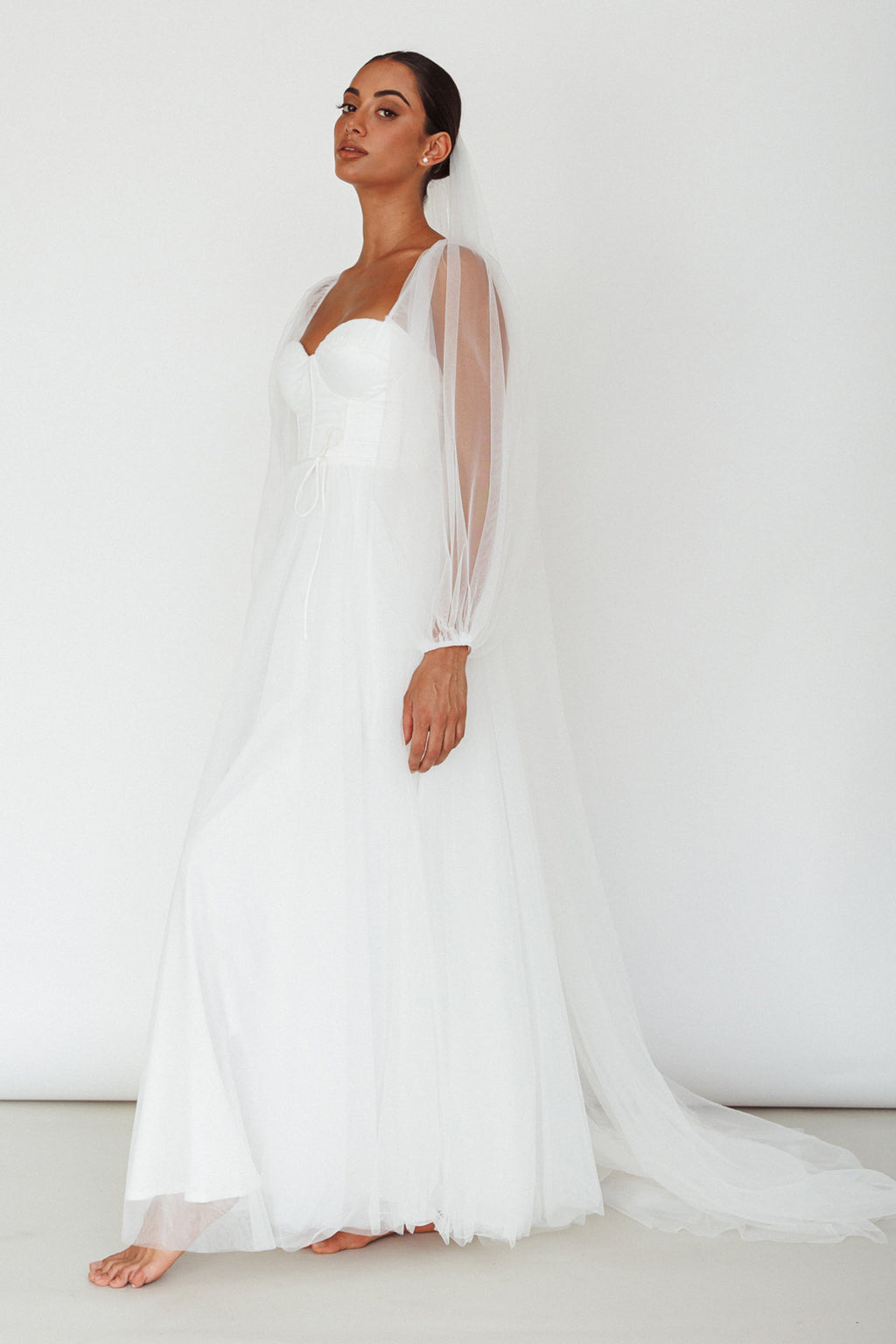 Fairytale Dream Sheer Sleeve Maxi Dress White by Selfie Leslie Australia