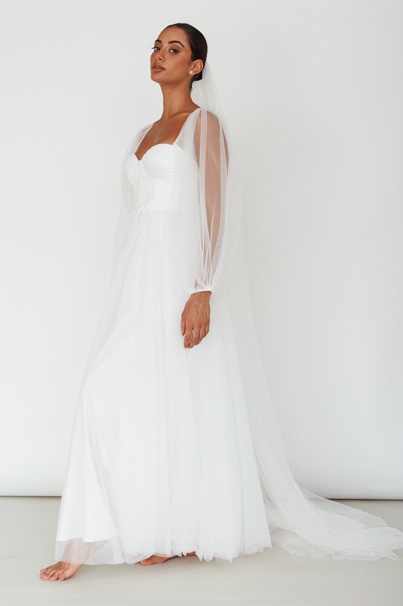 Fairytale Dream Sheer Sleeve Maxi Dress White by Selfie Leslie Australia