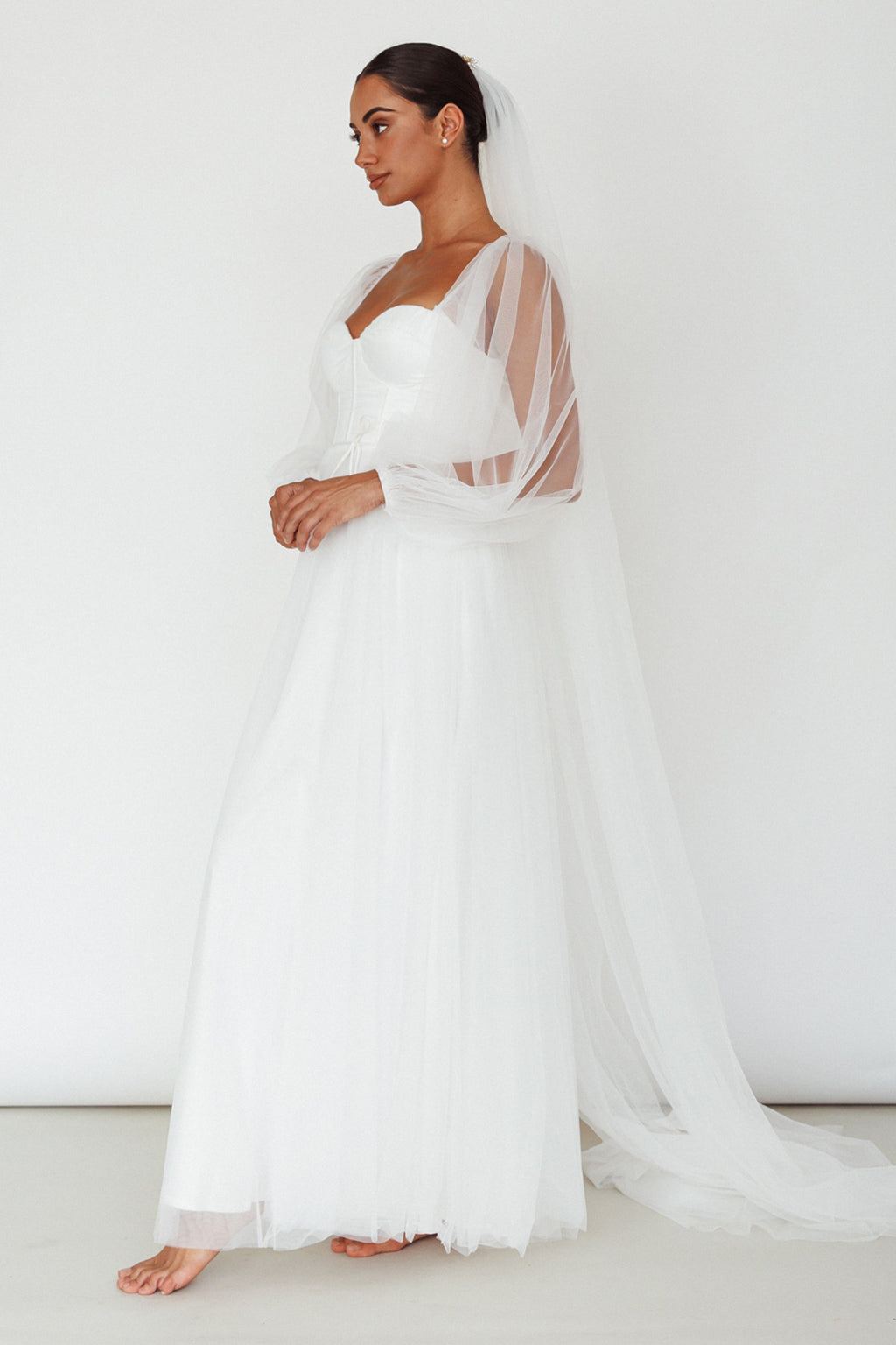 Fairytale Dream Sheer Sleeve Maxi Dress White by Selfie Leslie Australia