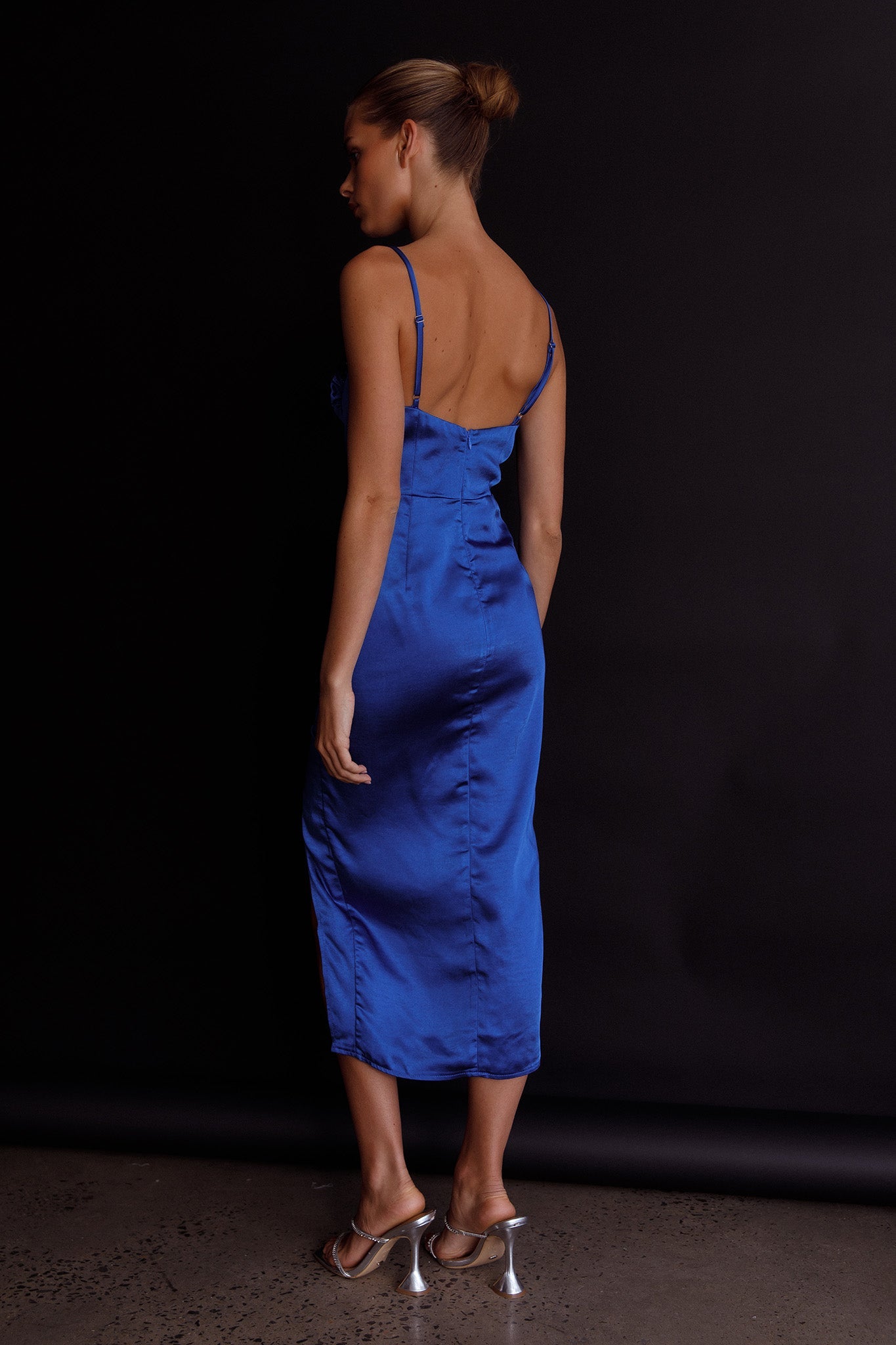 Fantasy Structured Bodice Ruched Midi Dress Cobalt Blue by Selfie Leslie
