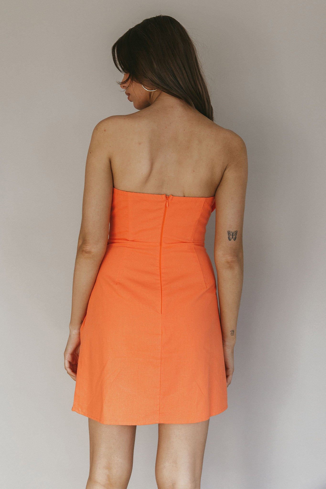 Sunkissed Faux Wrap Mini Dress Orange by Selfie Leslie Australia