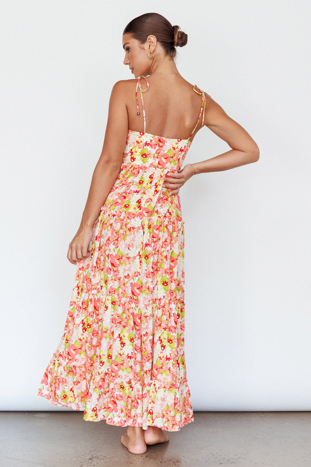 Kinlee Lace-Up Bodice Maxi Dress Floral Pink by Selfie Leslie Australia