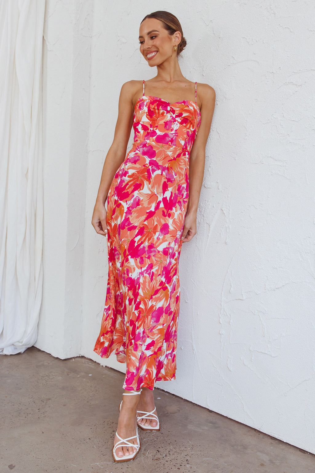 Golden Sands Cami Strap Maxi Dress Floral Red by Selfie Leslie Australia