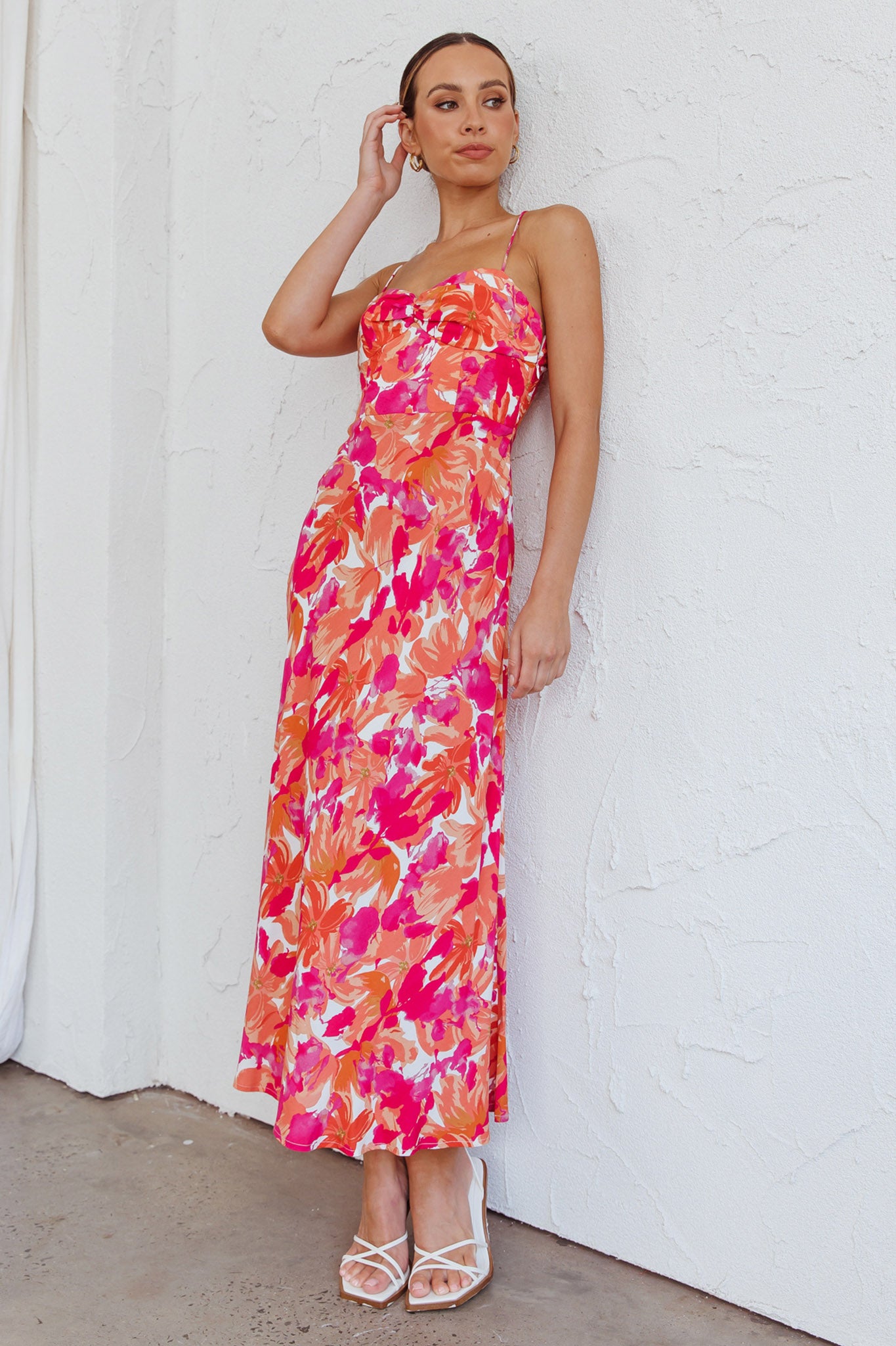 Golden Sands Cami Strap Maxi Dress Floral Red by Selfie Leslie Australia